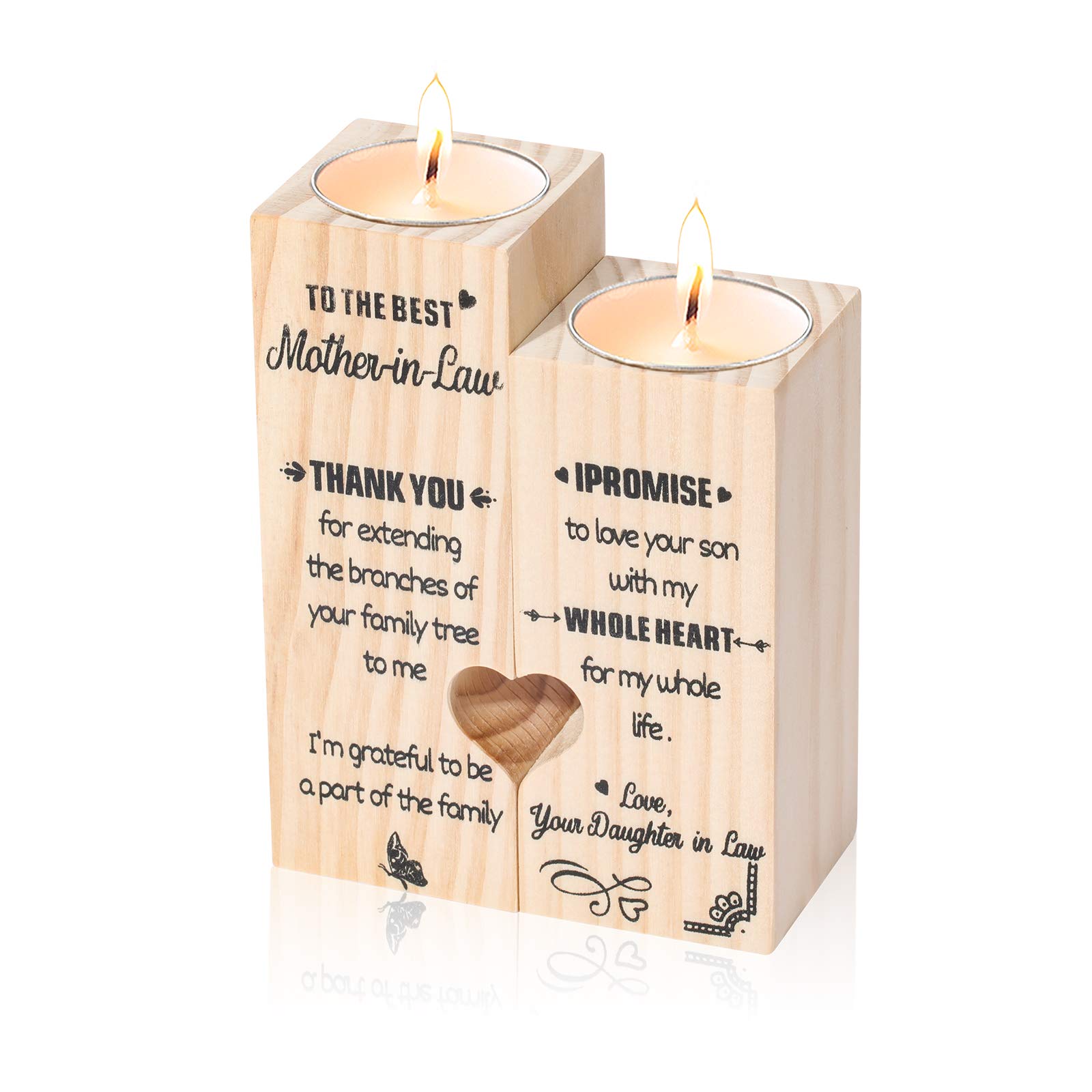 Personalized Wooden Candle Holder for Mom Tealight Candle Holder for Mothers Natural Candlestick Holders Decorative Gift for Christmas Valentines Wedding Mother Daughter