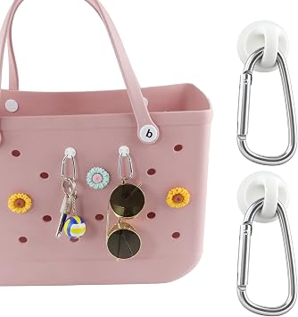 Insert Hooks Accessories for Bogg Bag and Simply Southern Tote, Key and Sunglasses Holder for Beach BagWhite