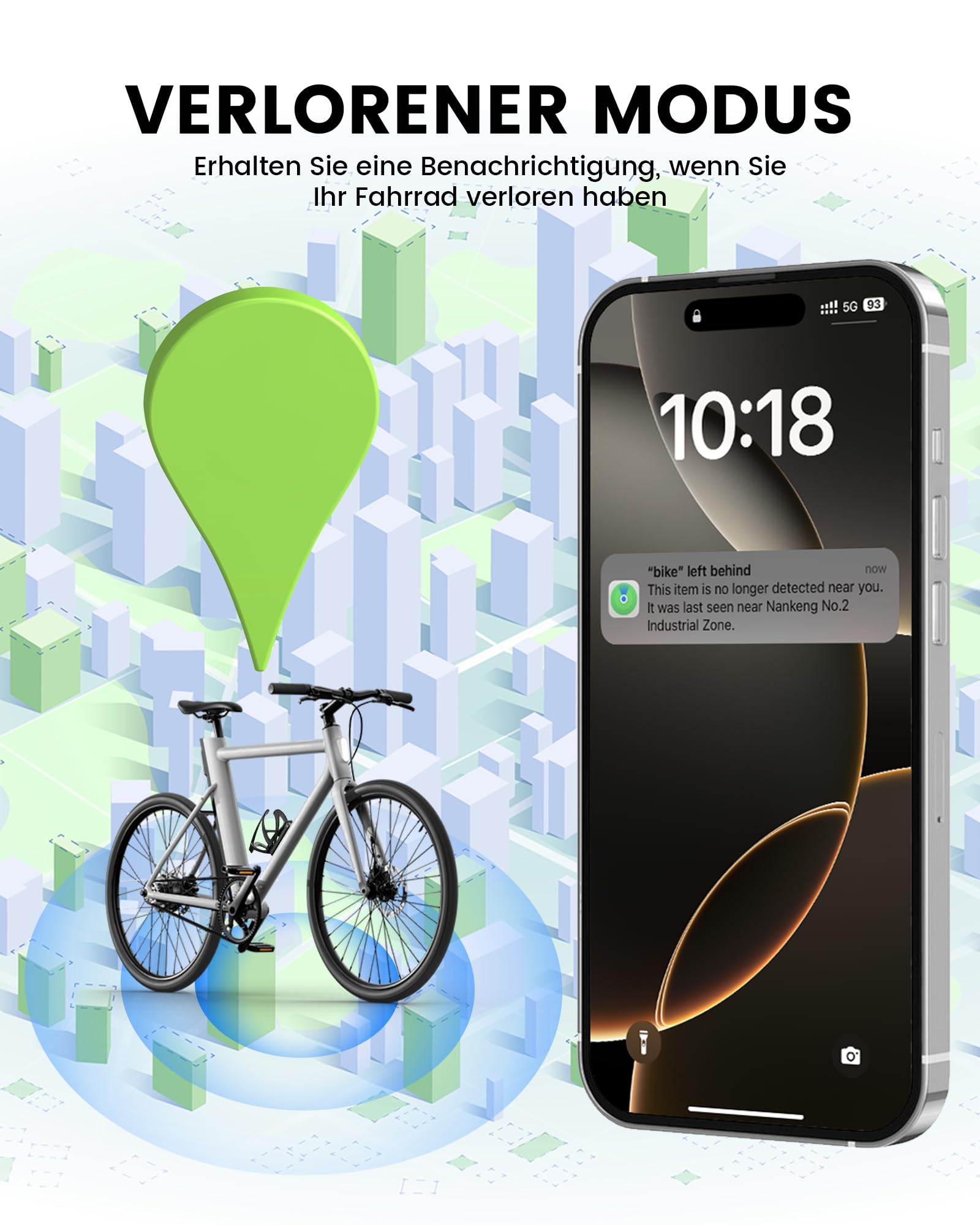 RAVEMEN Fahrrad Tracker kompatibel mit Find My (nur iOS),Diebstahlschutz Fahrrad Peilsender Einfache Installation passt unter den Flaschenhalter 27 g leicht IPX6 Wasserdicht 240 Tagen+ Akkulaufzeit