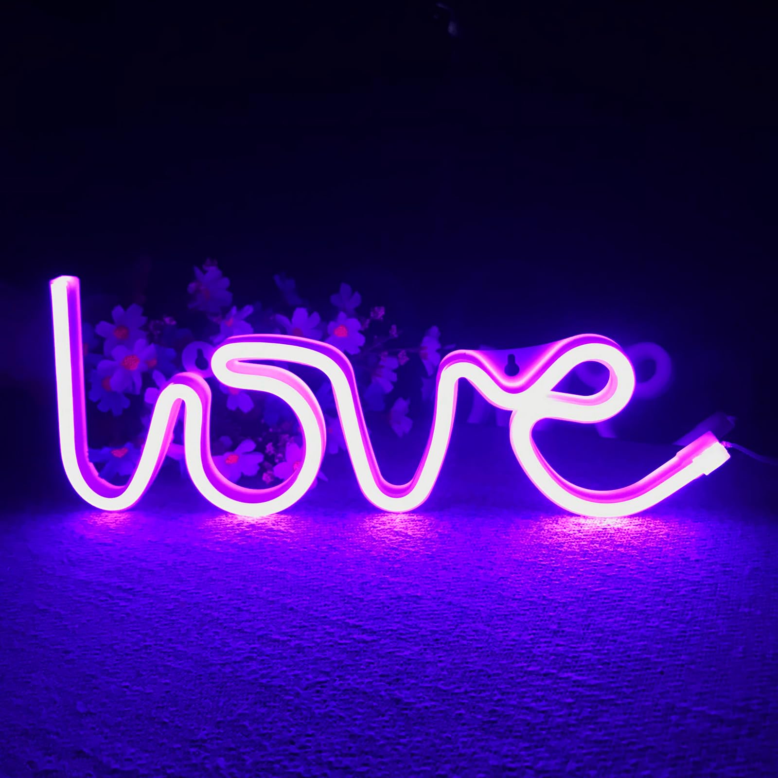Dreamy Purple LOVE Decorative Selection Frame Logo LED Neon Light Suitable For Confession Proposal Wedding Decoration Night Atmosphere Light Switch Controllable and Adjustable(13.6"*4.9") — image 1