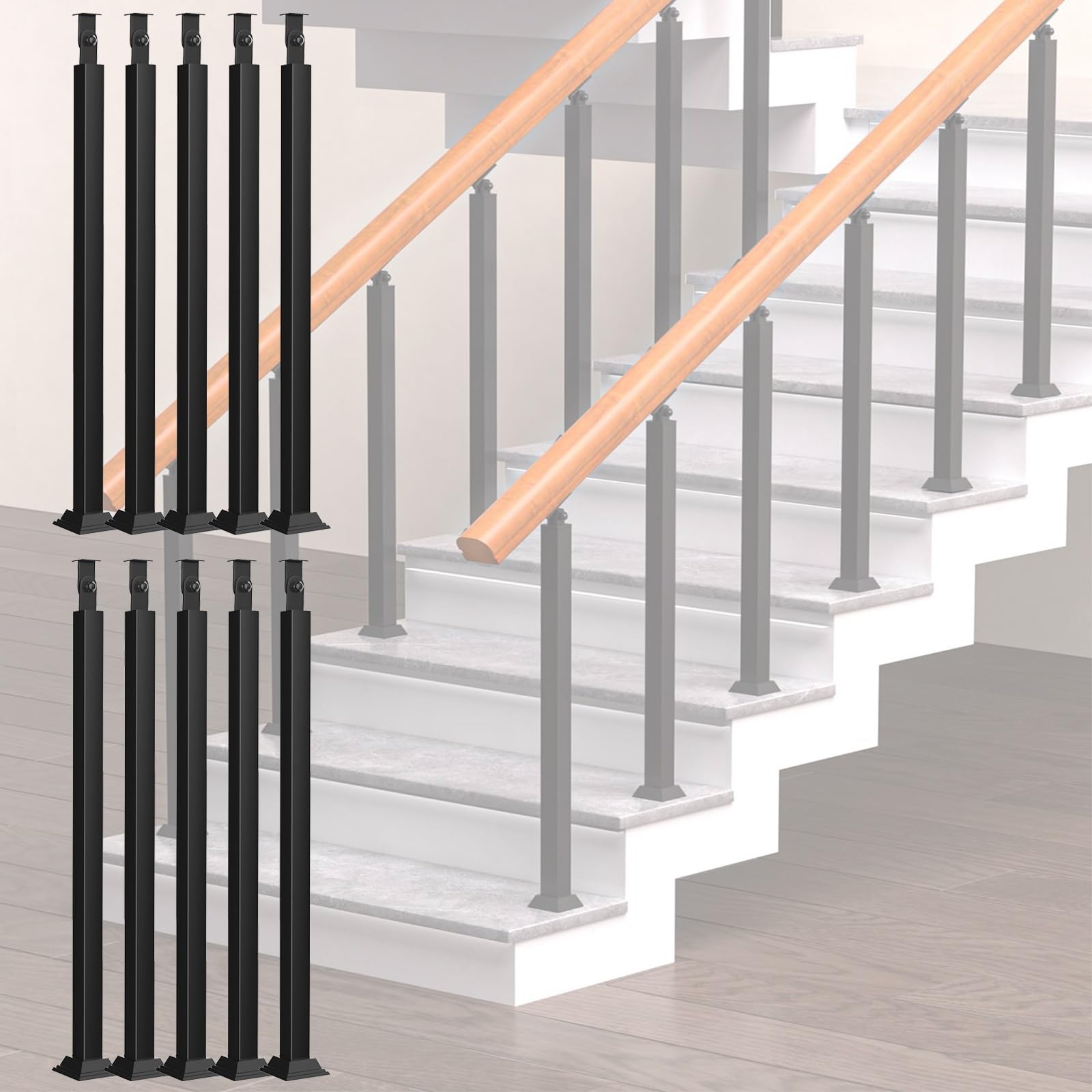 Poteaux de balustre pour terrasse et balcon en fer noir orientable