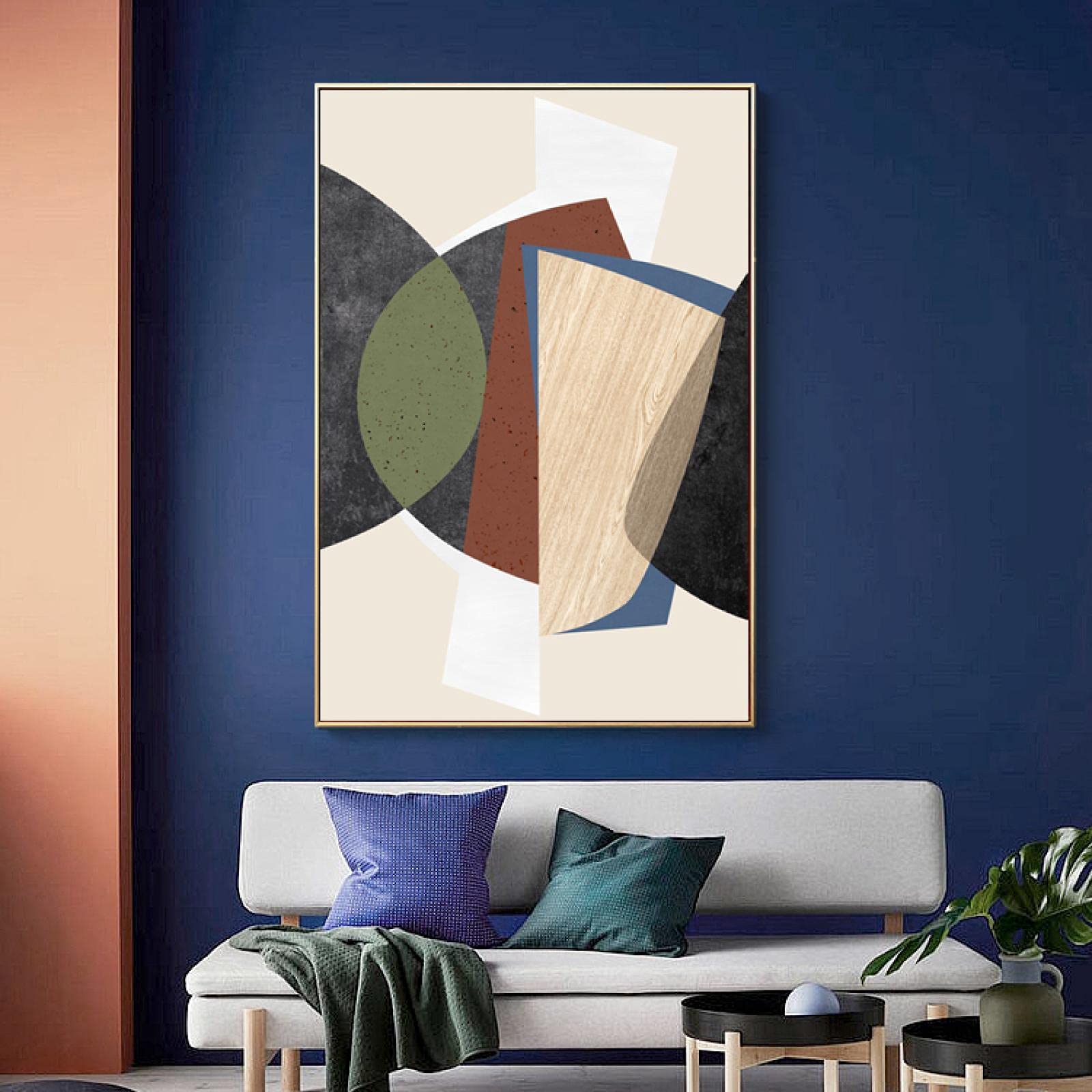 Amazon.co.jp: 絵幾何学的な抽象的なキャンバスの絵画ブラウングリーン