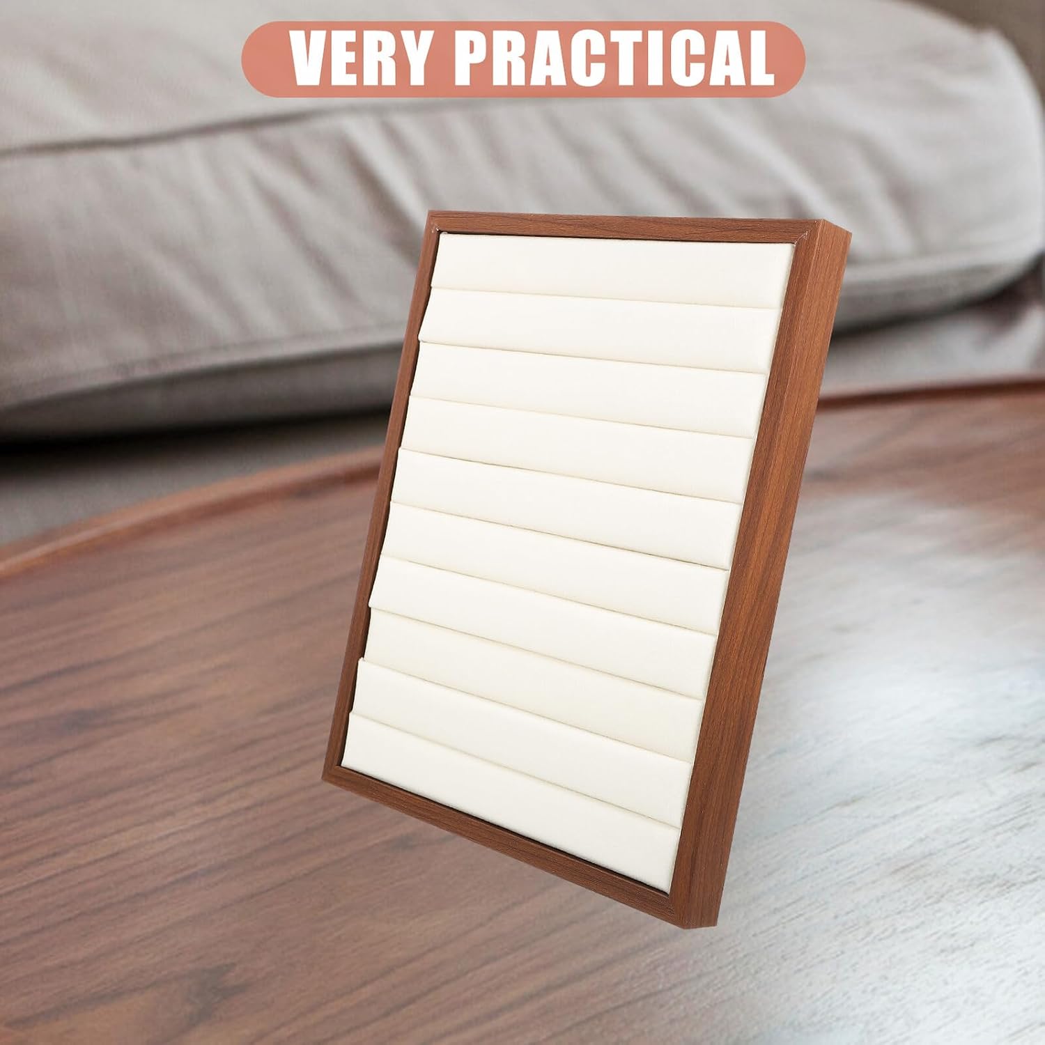 Beige Wood Jewelry Holder Organizer Stand for Earrings Xmas image 4