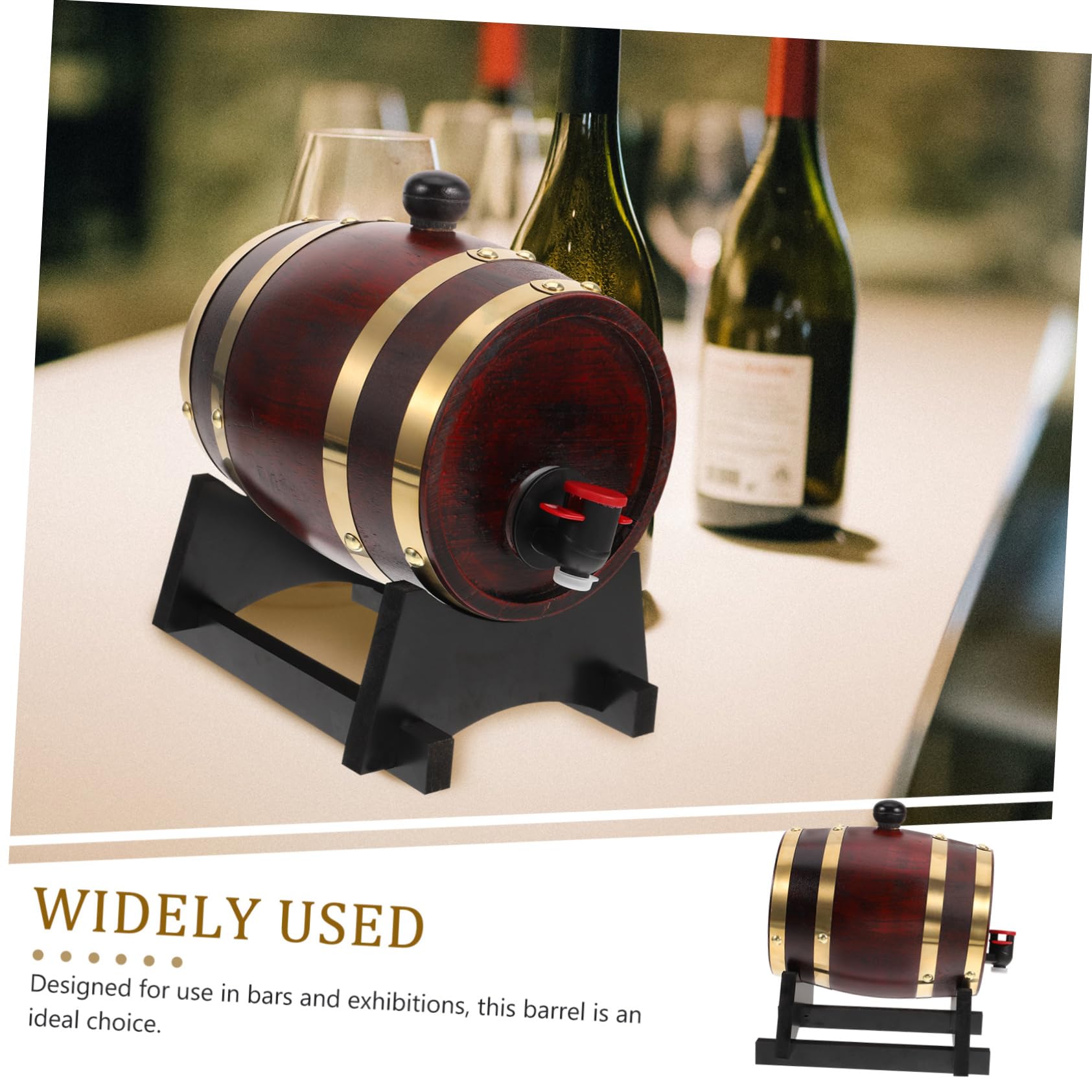 PRETYZOOM 3l Wooden Oak Barrels for Wine Aging Beer Dispenser Stand Decorative Barrels for Decor