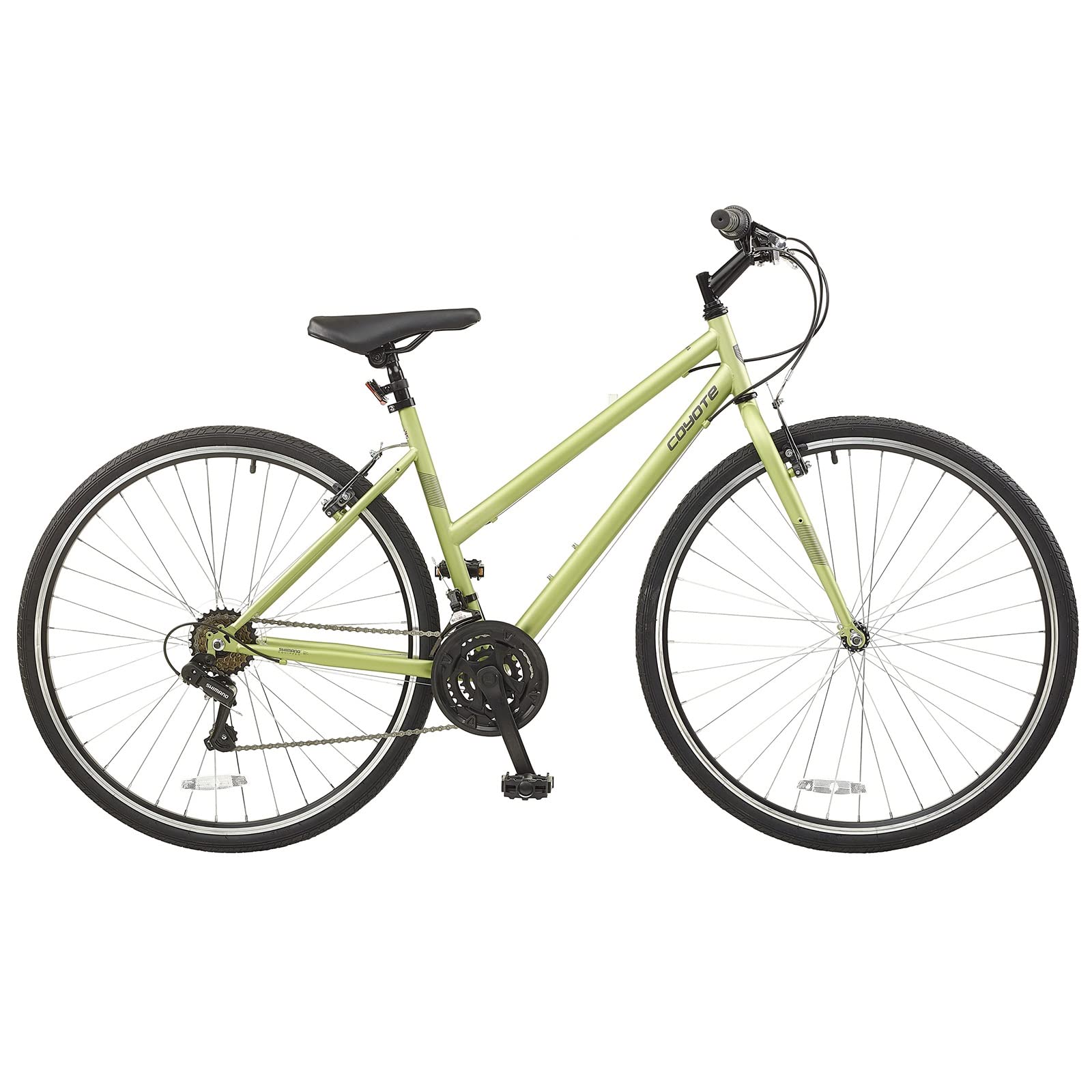 Coyote PRIMA Women's URBAN Bike With 700c Wheels 20-Inch Frame, 18-Speed Shimano Gearing & Shimano EZ Fire Shifters,V-Brake, Lime Yellow Colour
