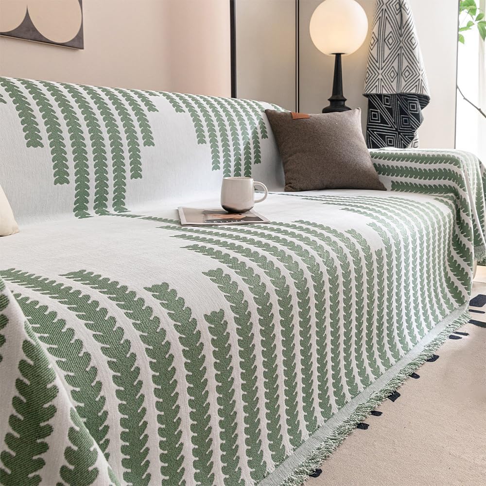 Reversible Chenille Sofa Cover,Chenille Couch Covers for Sofa,Double-Sided Couch Cover Comfy Chenille Sofa Covers,Chenille Reversible Fabric Sofa Chaise Cover (70.7 * 51.2 in,Green)