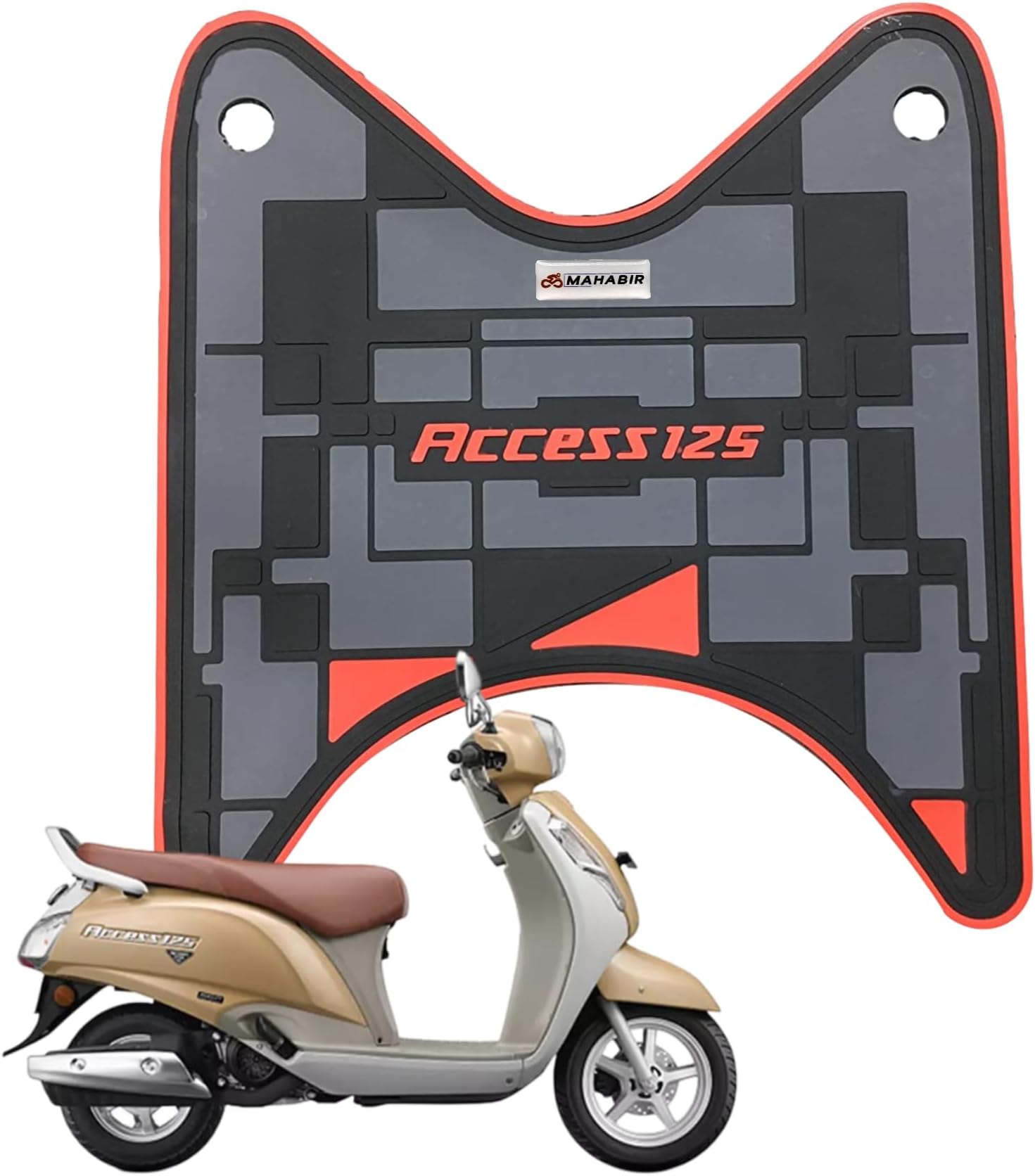 MAHABIR FOOTMAT PVC Rubber for Access 125 cc, Anti-Slip, Red, Black & Grey