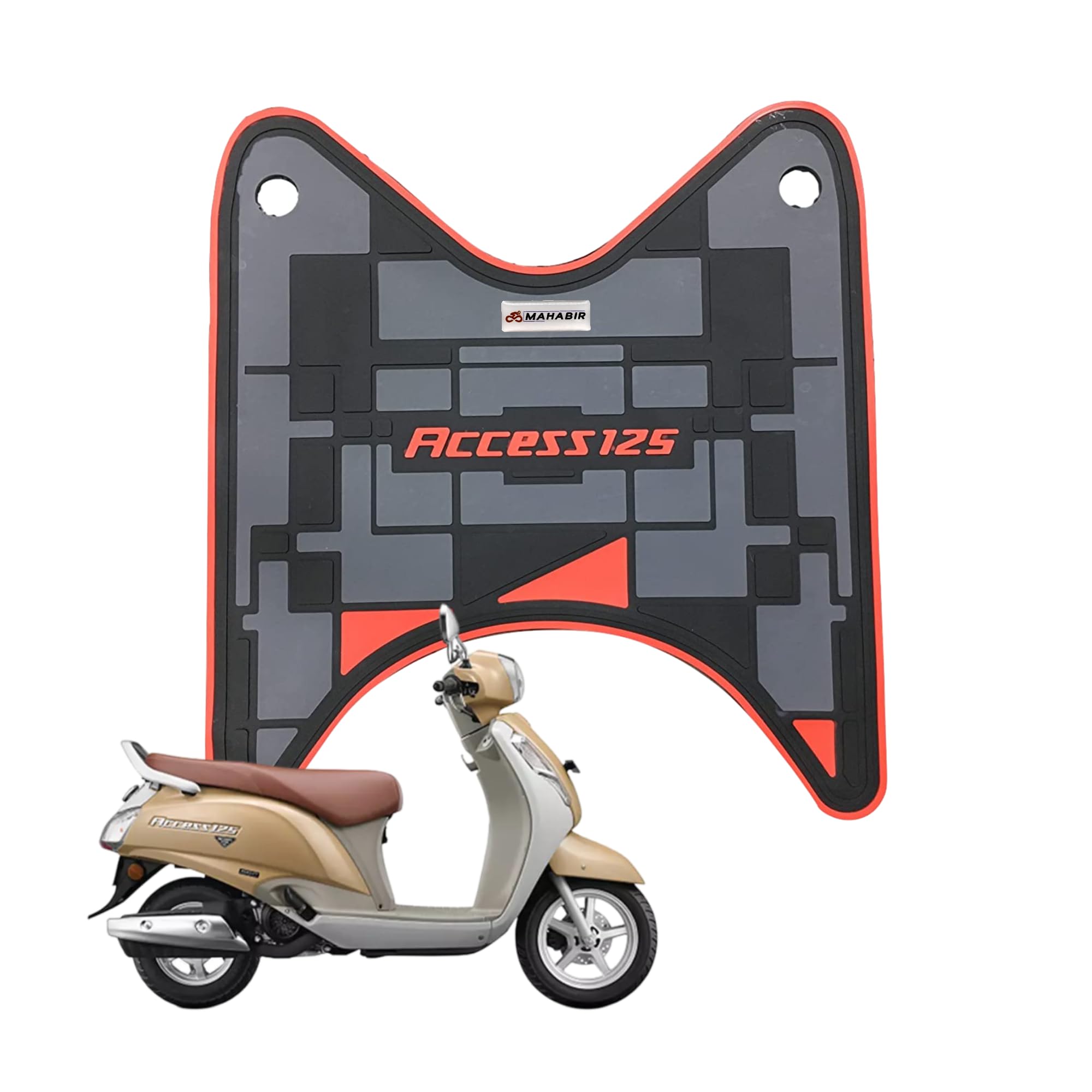 MAHABIR FOOTMAT PVC Rubber for Access 125 cc, Anti-Slip, Red, Black & Grey