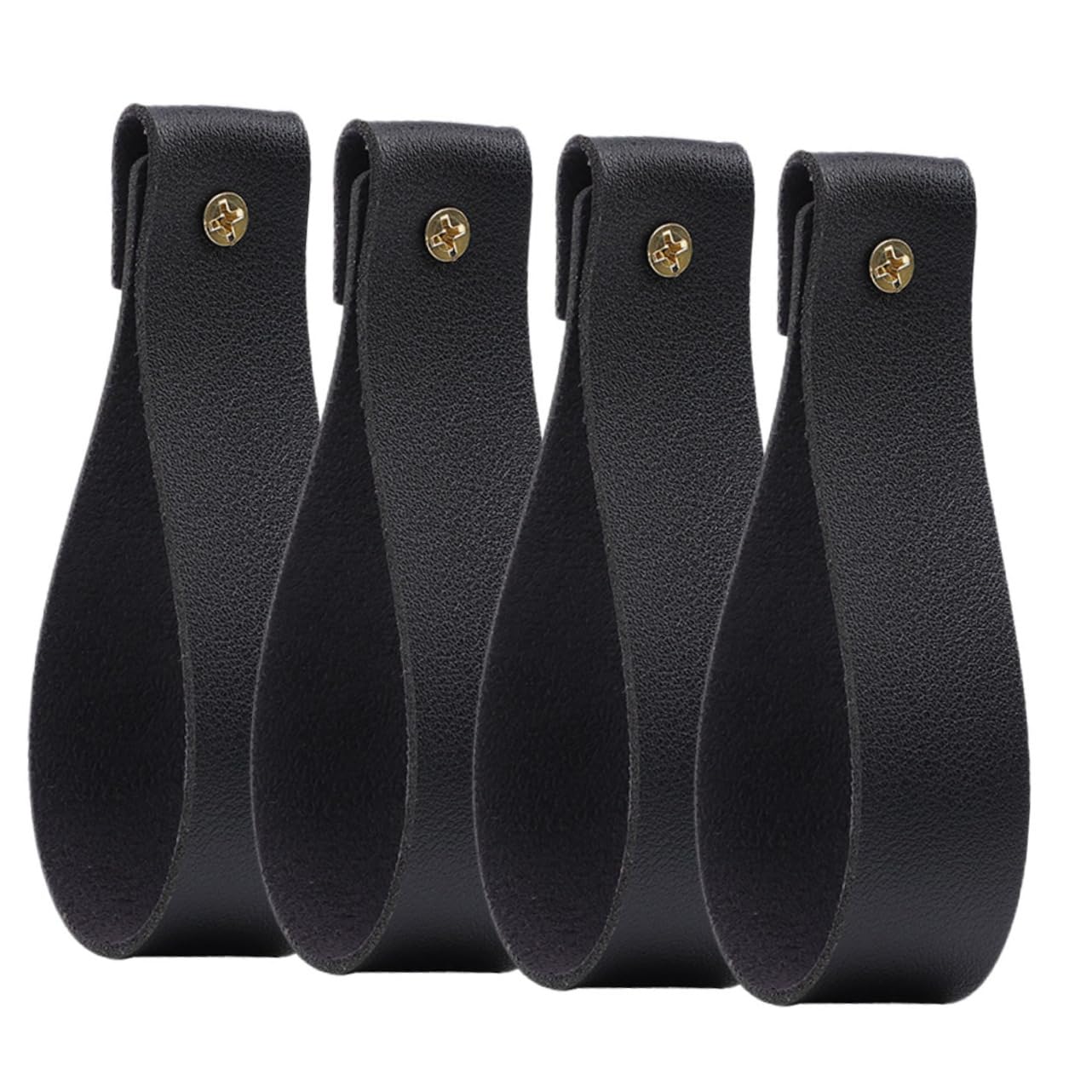 IWOWHERO 4pcs Leather Curtain Rod Holder Straps Wall Mounted Hooks for Style Decoration for Bathroom Kitchen Bedroom Easy Installation Leather Material