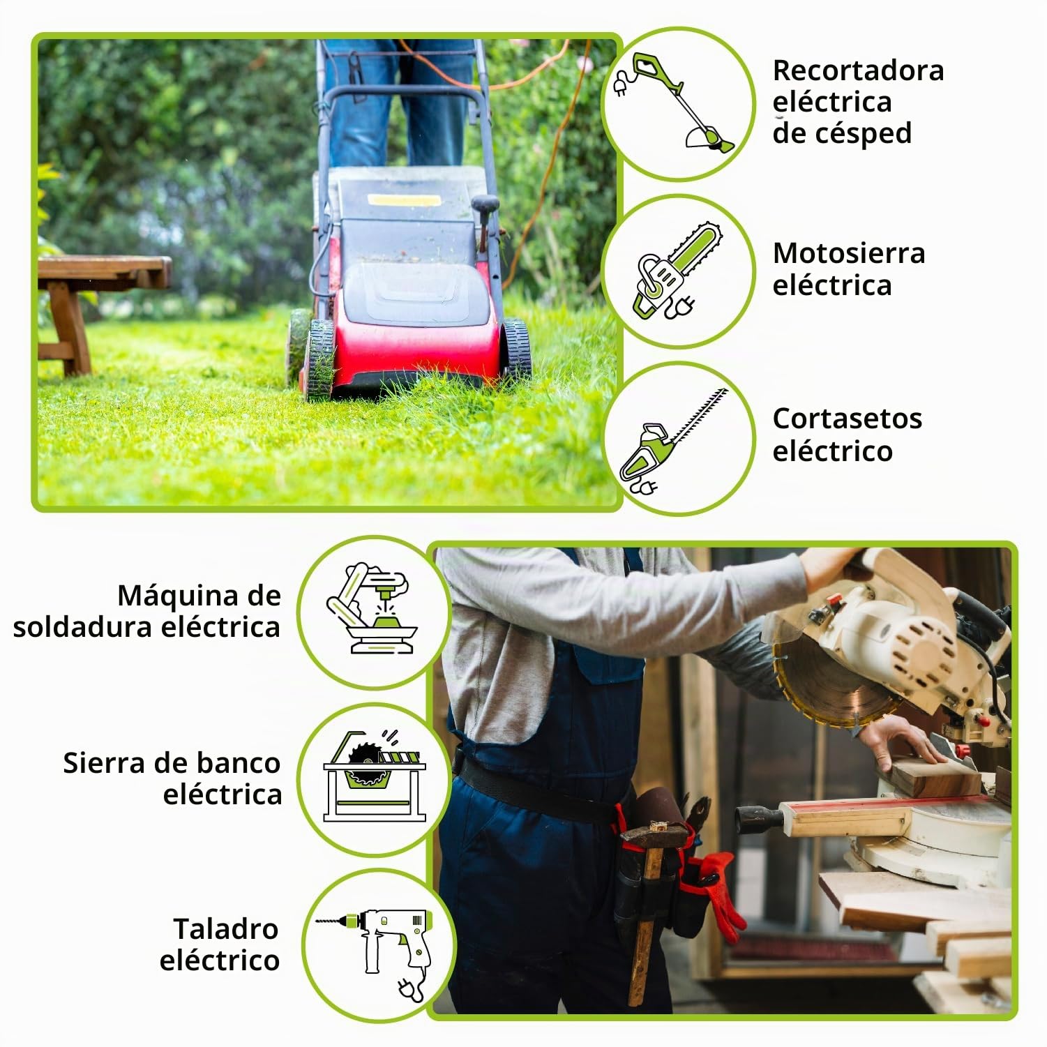 Tecnoware Power Systems - Generador Eléctrico Portátil 2200VA, Inverter Silencioso 58dB, Motor OHV 4 Tiempos, Eco Speed Control, 2 Tomas Schuko, Generador Gasolina Inverter, Verde, 2200 VA