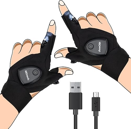 NRGready LED Flashlight Gloves, Led Flashlight Gloves for Men, Gifts Father Day from Daughter and Son