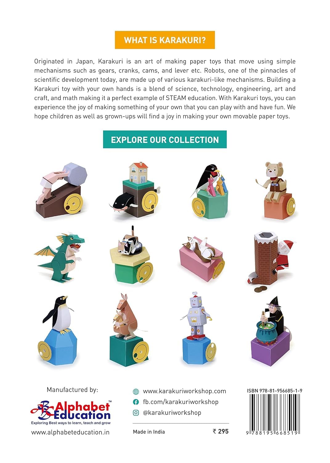 Alphabet Education The Walking Robot - Karakuri Workshop Paper Craft kit with templates to Build Movable 3D Paper Models Using Basic mechanisms Based on STEM Learning or STEAM Education.,Multicolor 1