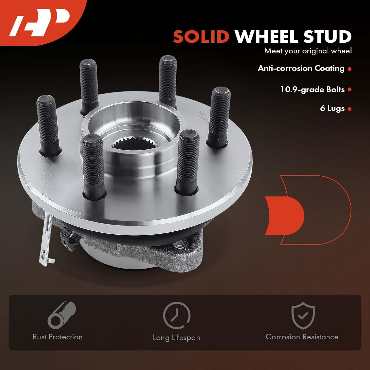 A-Premium Front Right Wheel Bearing and Hub Assembly with ABS & 6-Lug Compatible with Dodge Durango 1998-2003, Dakota 1997-2004, 4WD and 4-Wheel ABS