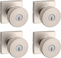 Vista 30 de Kwikset Pismo - Pomo de entrada con cerradura y llave, manija segura con llave exterior, entrada principal y dormitorio, negro mate, seguridad