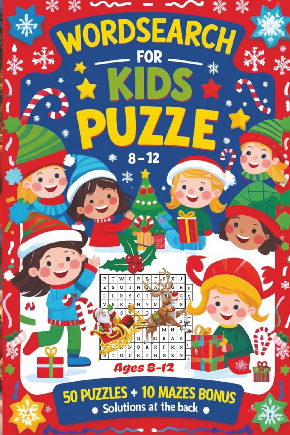 Christmas Wordsearch & Maze Puzzle Book for Kids Ages 8–12: Wordsearch and Maze Fun • 50 Wordsearches + 10 Mazes • Perfect Holiday Activity Book