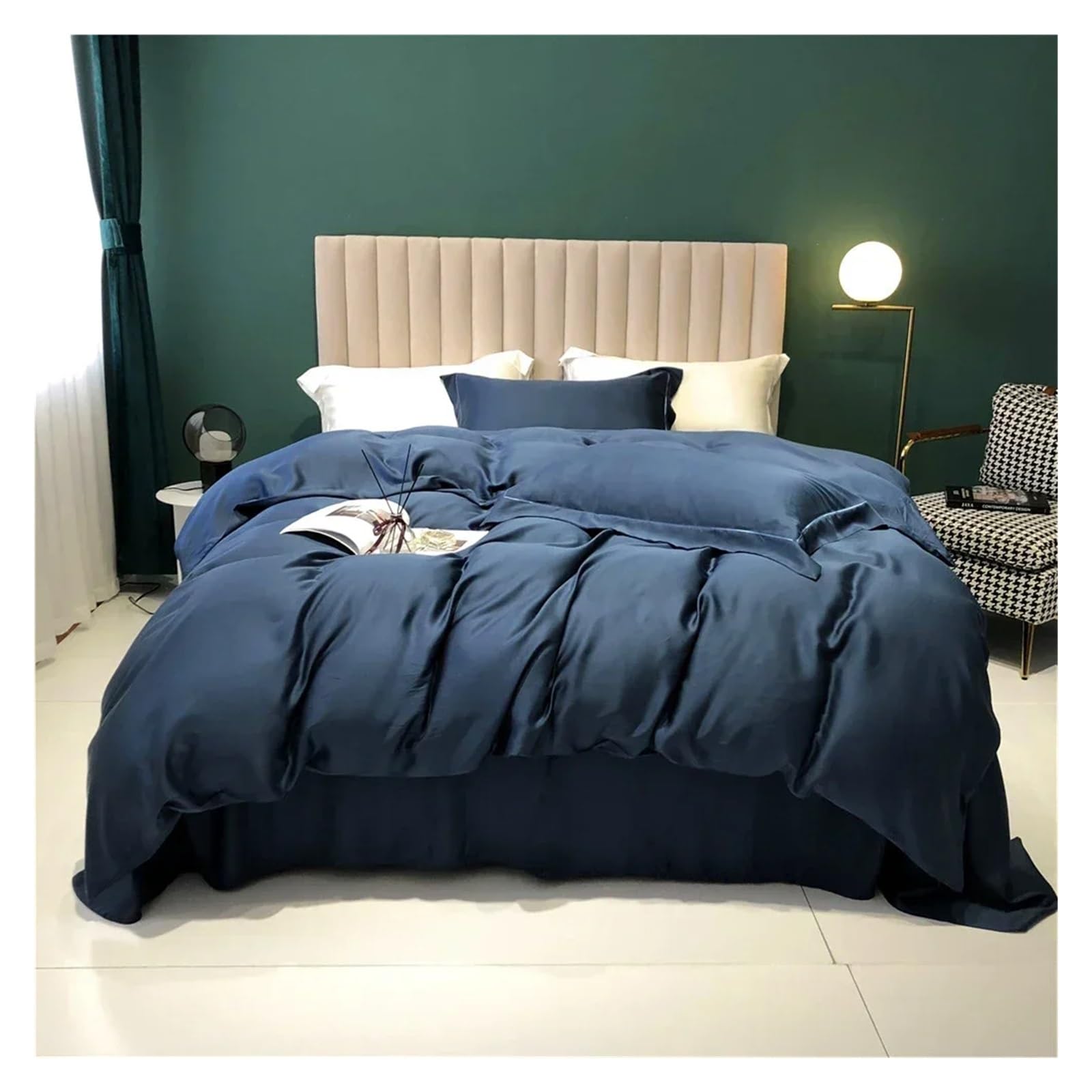 Sbcgfy D Luxury Silk Ark Gray Bedding Set Healthy Skin Uvet Cover Be Linen Pillowcase Flat Sheet Or Fitte Sheet Set,Cotton Uvet,-King