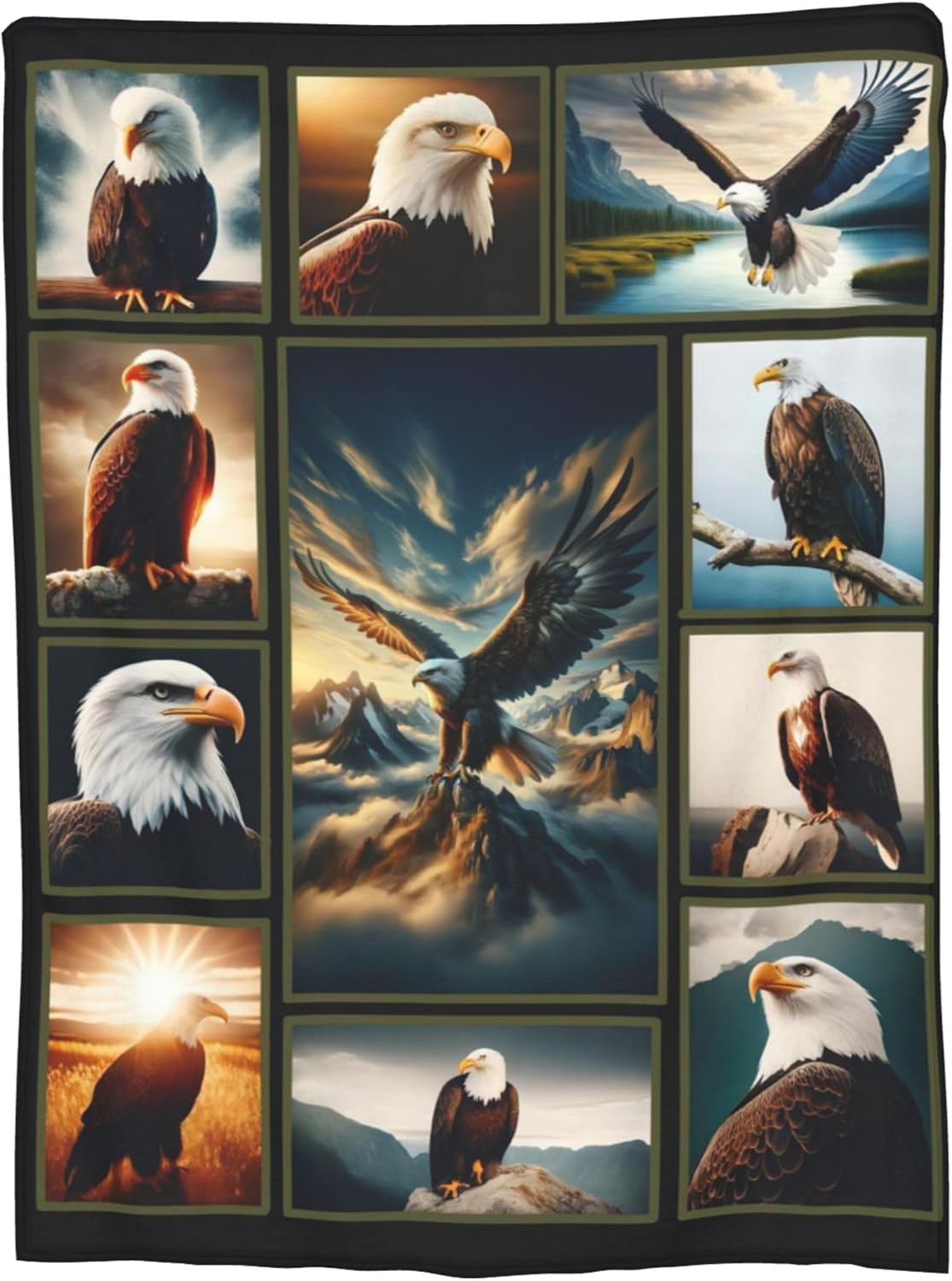 Eagle Blanket Gifts for Kids Women and Men Soft Warm Lightweight Cozy Flying Eagles Animal Throw Blankets for Bed Living Room Sofa Couch Birthday Decor 50x60in