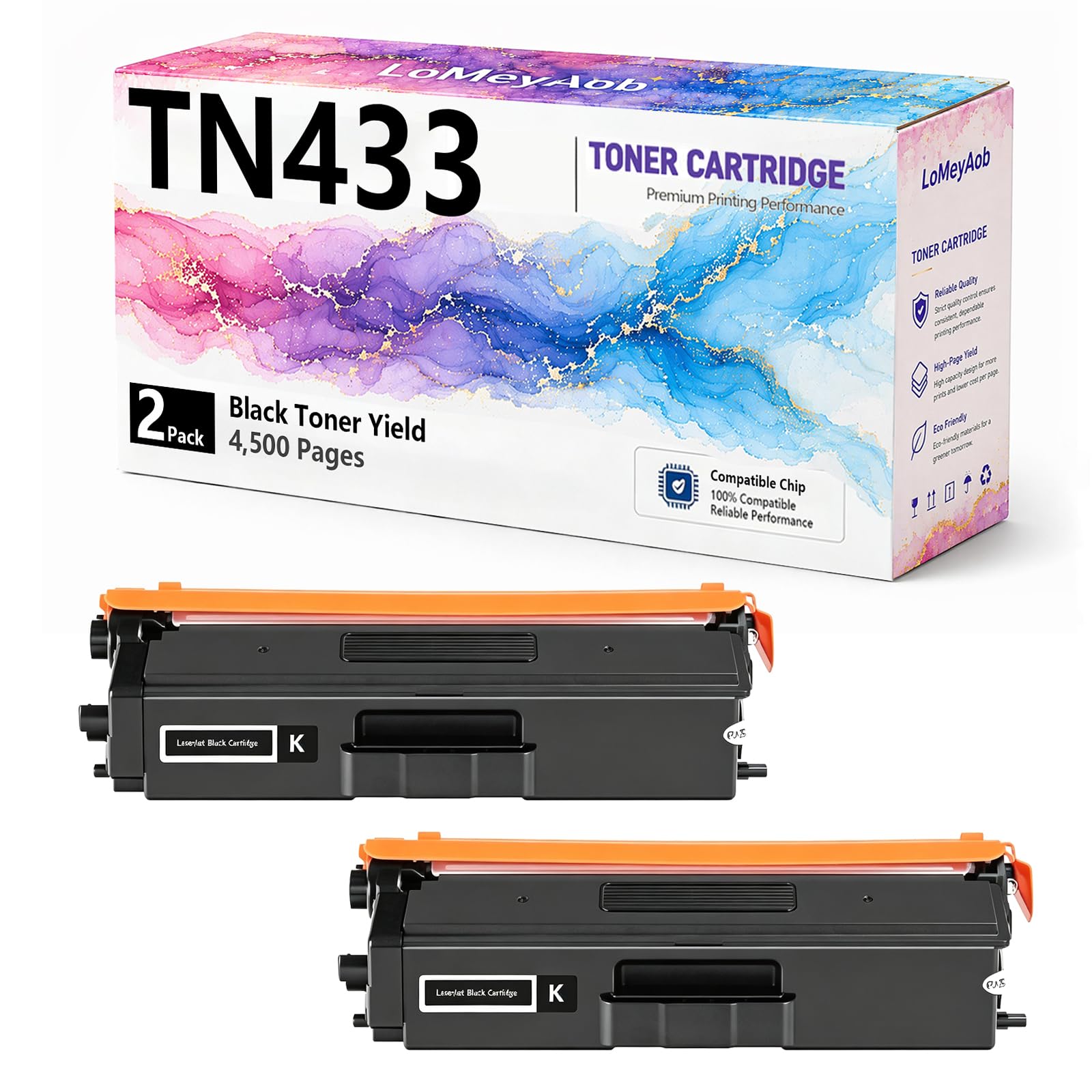 Cartuccia di toner TN433, sostituzione nera ad alta resa per la stampante Brother LaserJet HL-L8260CDW L8360CDW L8360CDWT L9310CDW L8610CDW L8895CDW L8900CDW L8905CDW L9570CDW ,2Pack