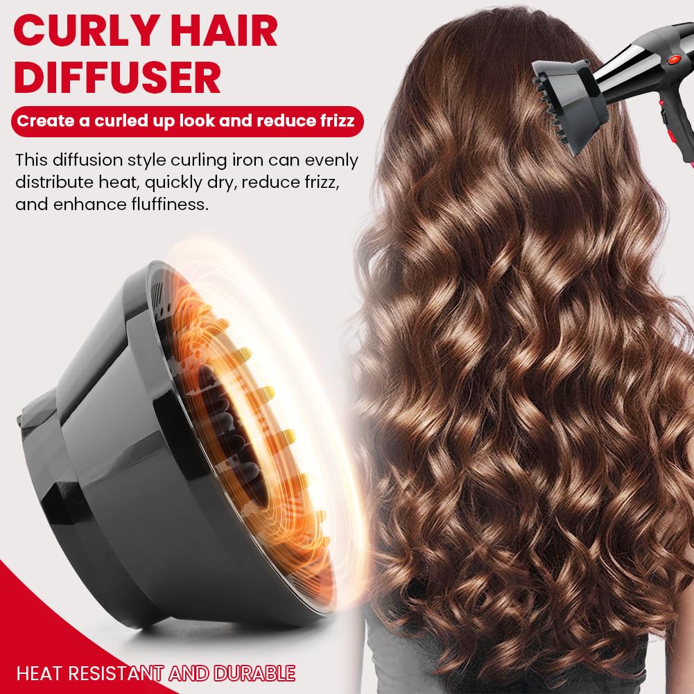 Difusor universal para secador de pelo para cabello rizado y ondulado natural, difusor profesional de secador, ajustable de 1.4 a 3.2 pulgadas (color: negro) 4