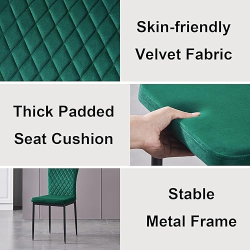 Miniatura 5 de Set of 6 Living Room Chairs Dining Chairs with Velvet, High Back, Metal Frame and Modern Lattice Design for Living Room, Dining Room,Green
