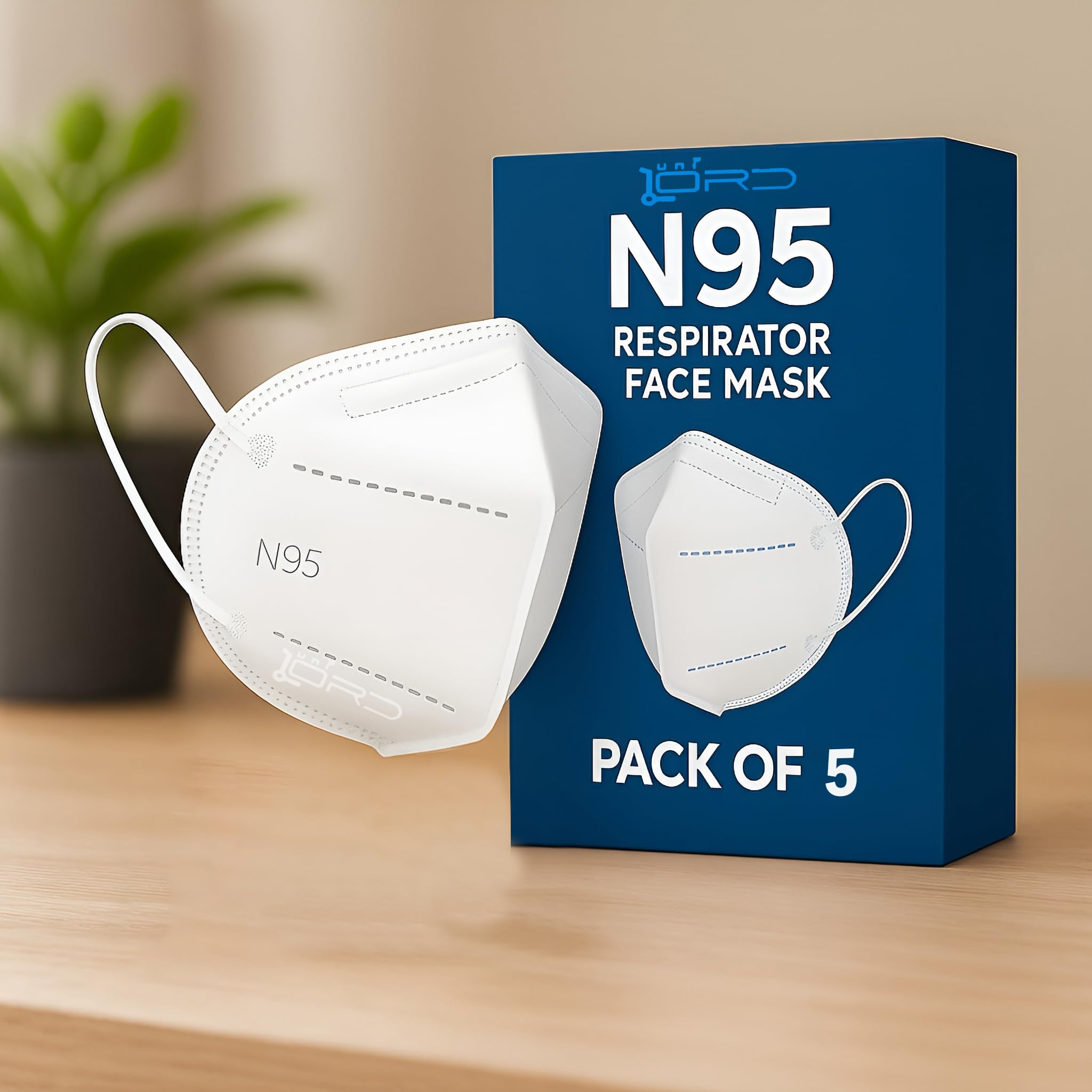 N95 Reusable Face Mask for Men & Women | 5-Layer Cotton Mask | High Filtration, Breathable, Washable Face Mask for Pollution & Dust (White)
