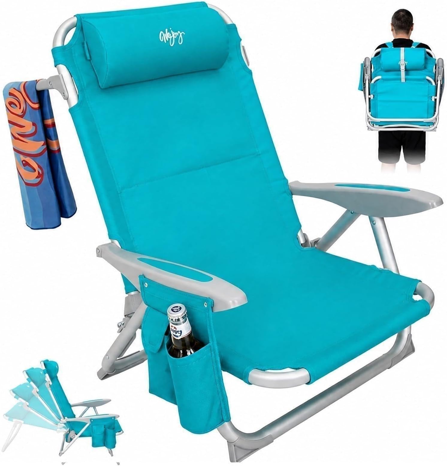#WEJOY Beach Chairs for Adults,Reclining Adjustable 4 Position for Outdoor