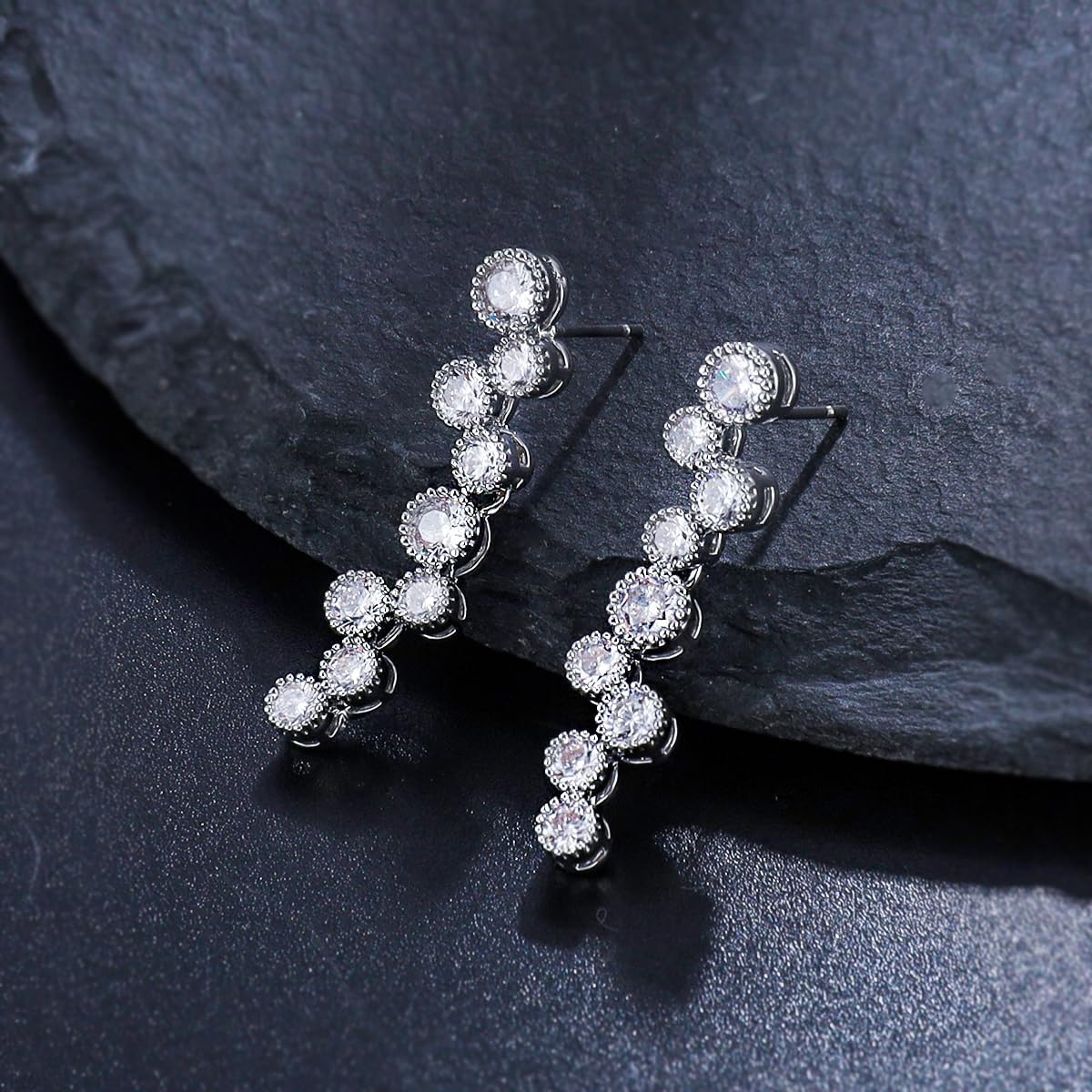 Bridal Wedding Jewelry Set for Women Cubic Zirconia Necklace Drop Earrings Set for Brides Bridesmaid Prom
