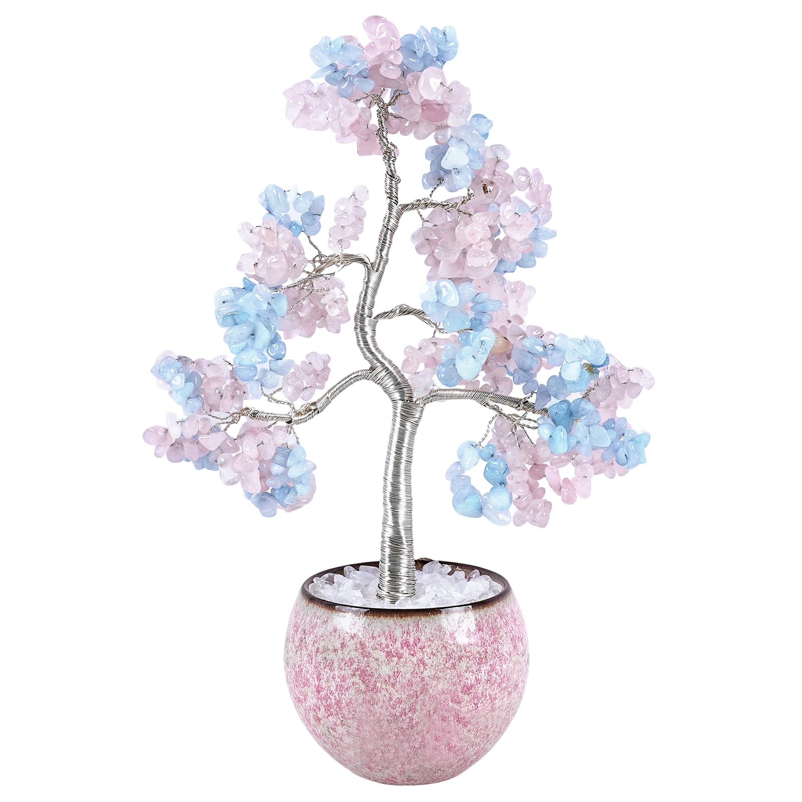 Blau Bonsai Baum Größe 24 Zentimeter - Feng Shui für Wohlstand & Glück, Spirituelles Geschenk für Frauen zu Geburtstagen und Raumdekoration