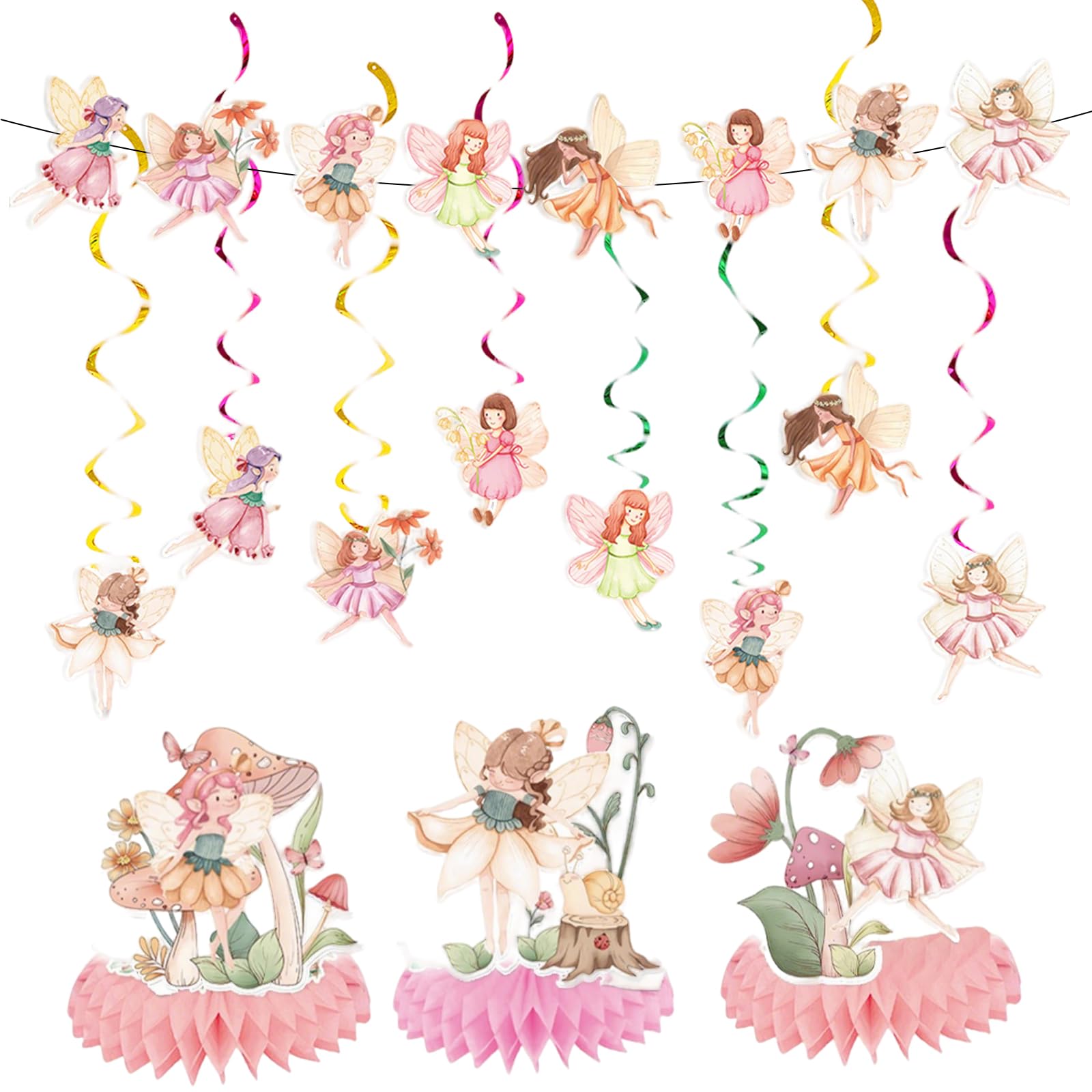 MUYAPAY 19 Piezas Fairy Birthday Decorations Lively And Cute Elf Style Dreamy And Healing Fairy Decorations Installation Is Simple And Easy to Complete Birthday Banner Suitable for Girls Parties