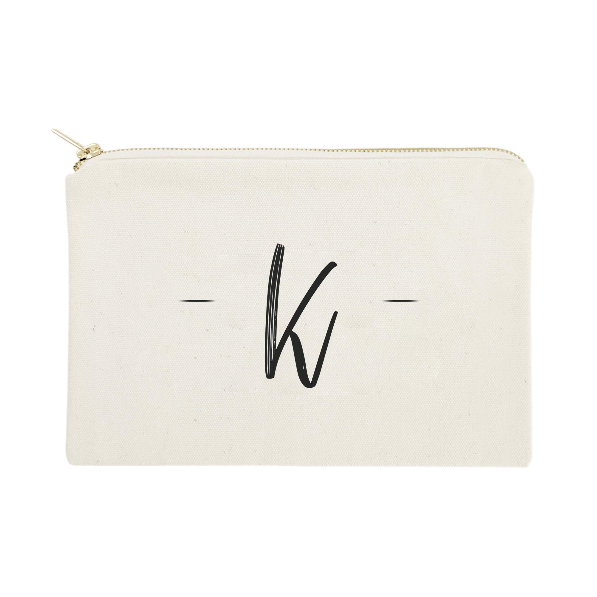 The Cotton & Canvas Co. Personalized Handwritten Monogram K Cosmetic Bag and Travel Make Up Pouch