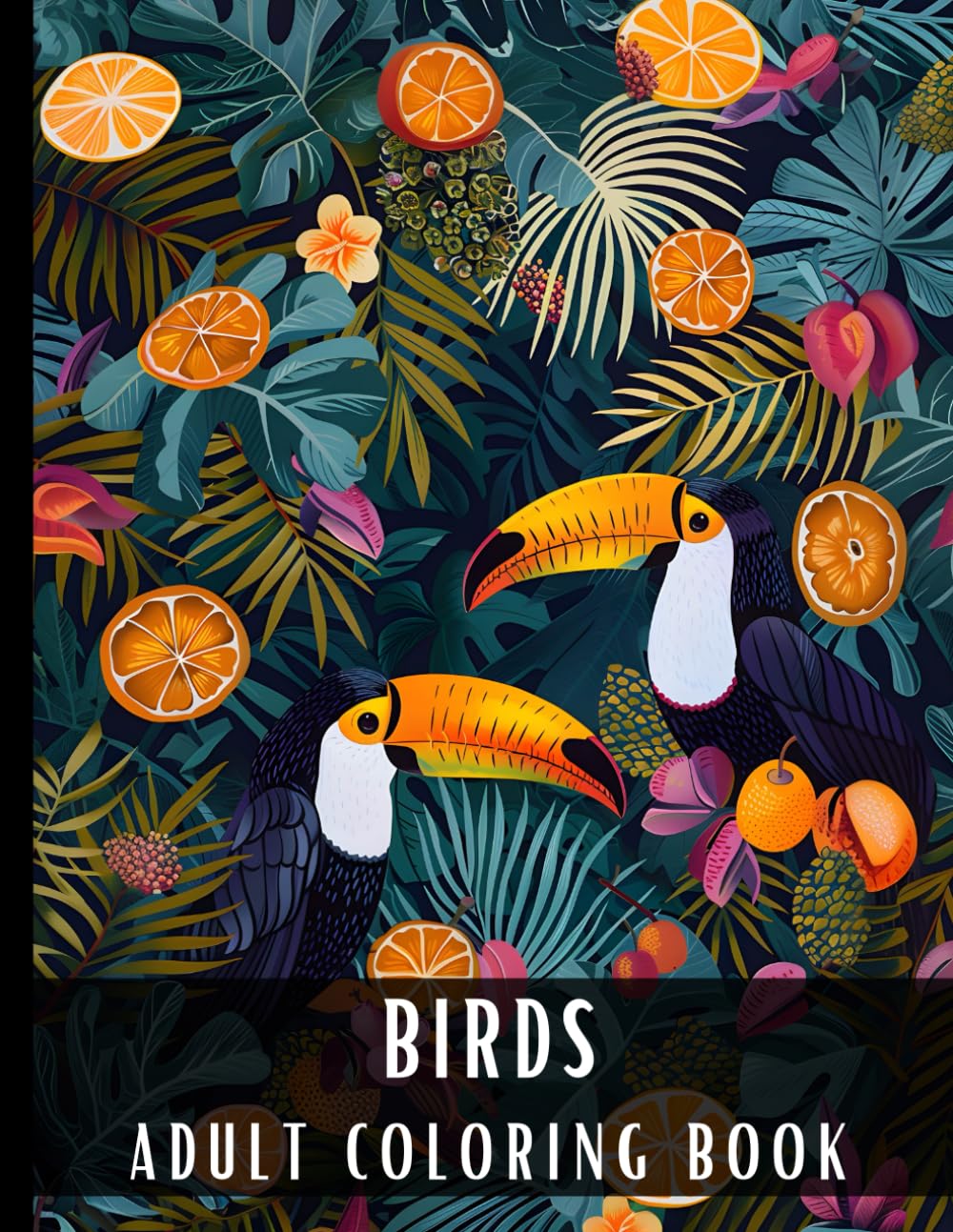 Adult Coloring Book Birds: Large Print Coloring Book for Adults with Eagle, Hummingbird, Swans, Toucans, Owls, Peacocks, Phoenix, Crane. Penguins, ... - 50 Coloring Pages (Animals & Creatures)