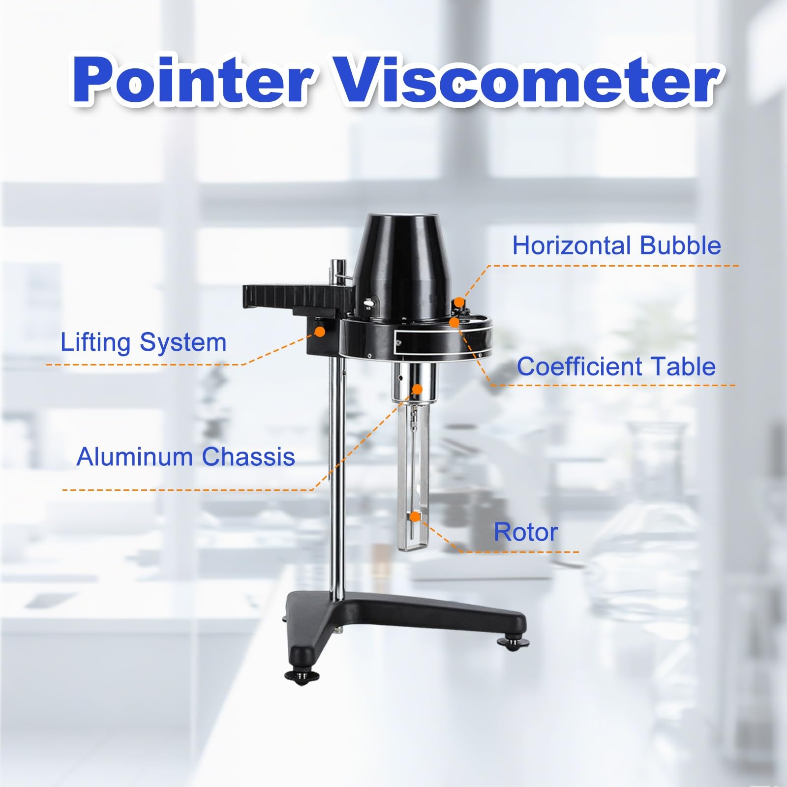 Medidor De Viscosidad, Viscosímetro Puntero, Newton Viscosímetro, 4 Rotores, Precisión ±5%, Ideal Para Pruebas 1-100.000 Mpa.S Y Control De Laboratorio