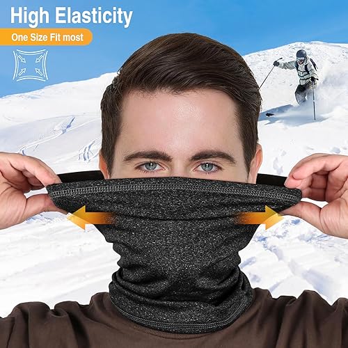 Miniatura 3 de LUOLIIL VOE Paquete de 2 polainas de cuello de invierno para hombres y mujeres, resistente al viento, máscara facial de forro polar, bufanda para