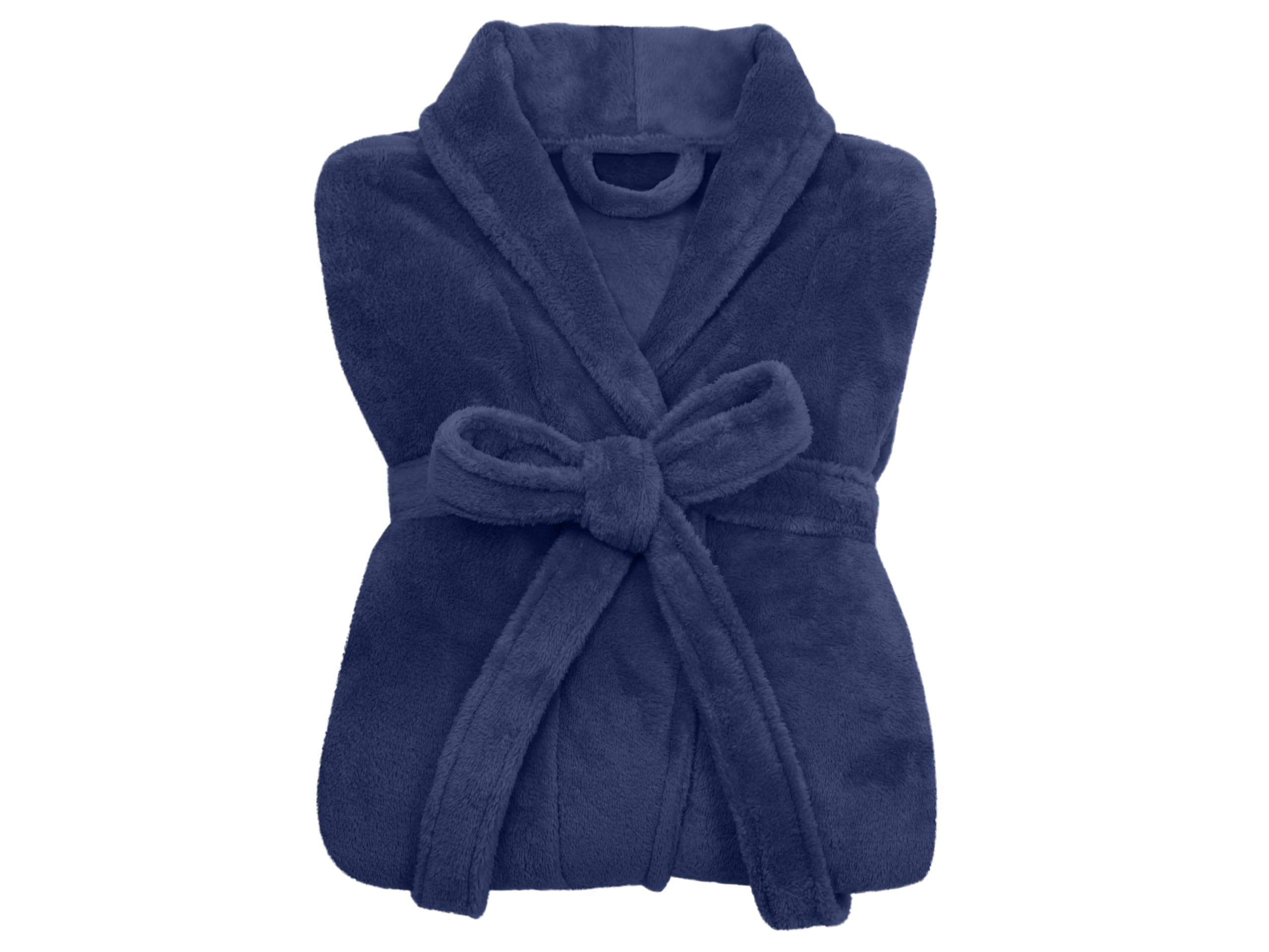 npluseins Peignoir de bain en polaire moelleuse avec col châle – Femme & Homme, XXL, Marine