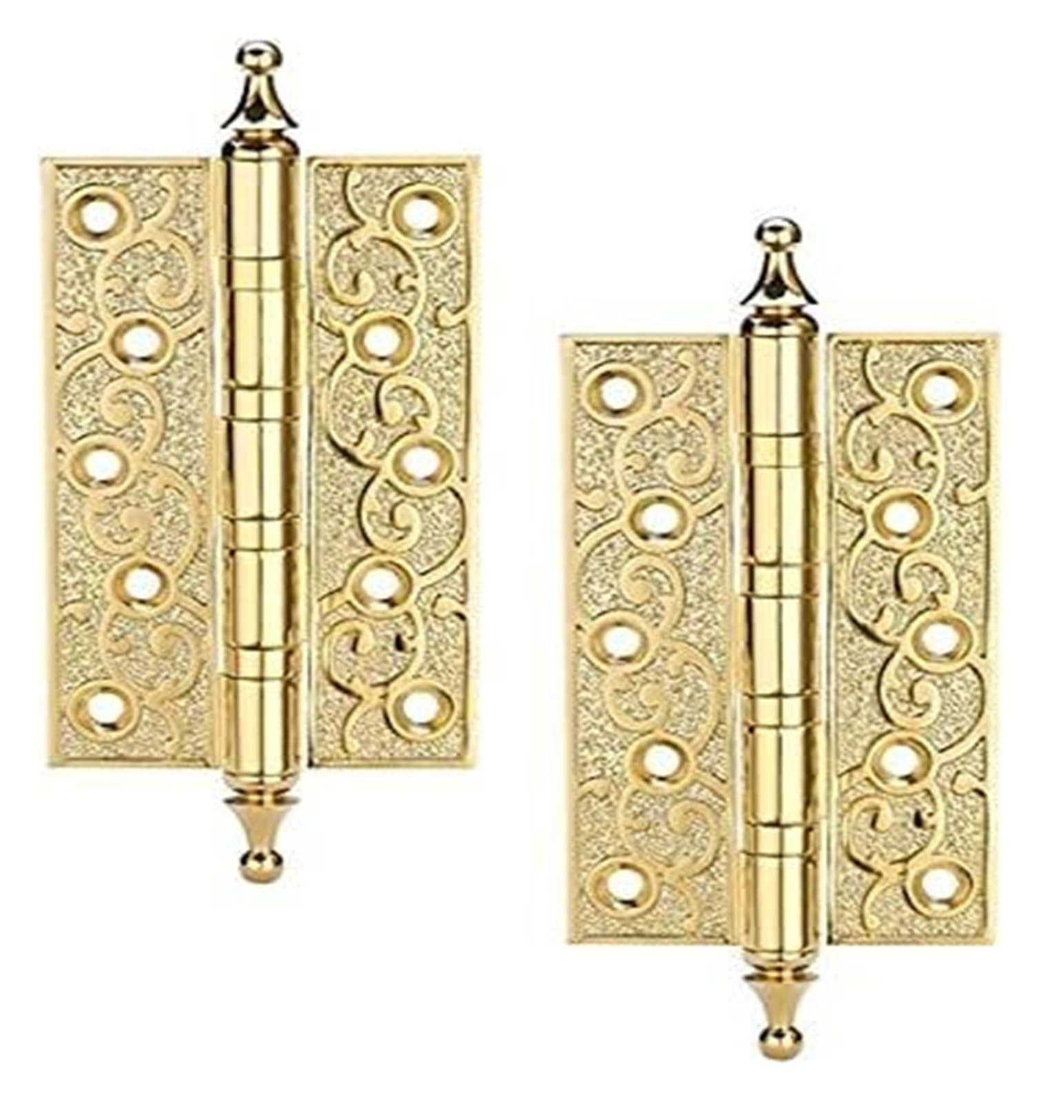 Pzoferlin Golden Door Hinge Brass European Style Carved Flat Door Hinges, Silent Bearing, 4Mm, 2 Pack, Multicolor, 4/5 Inch(,5Inch)