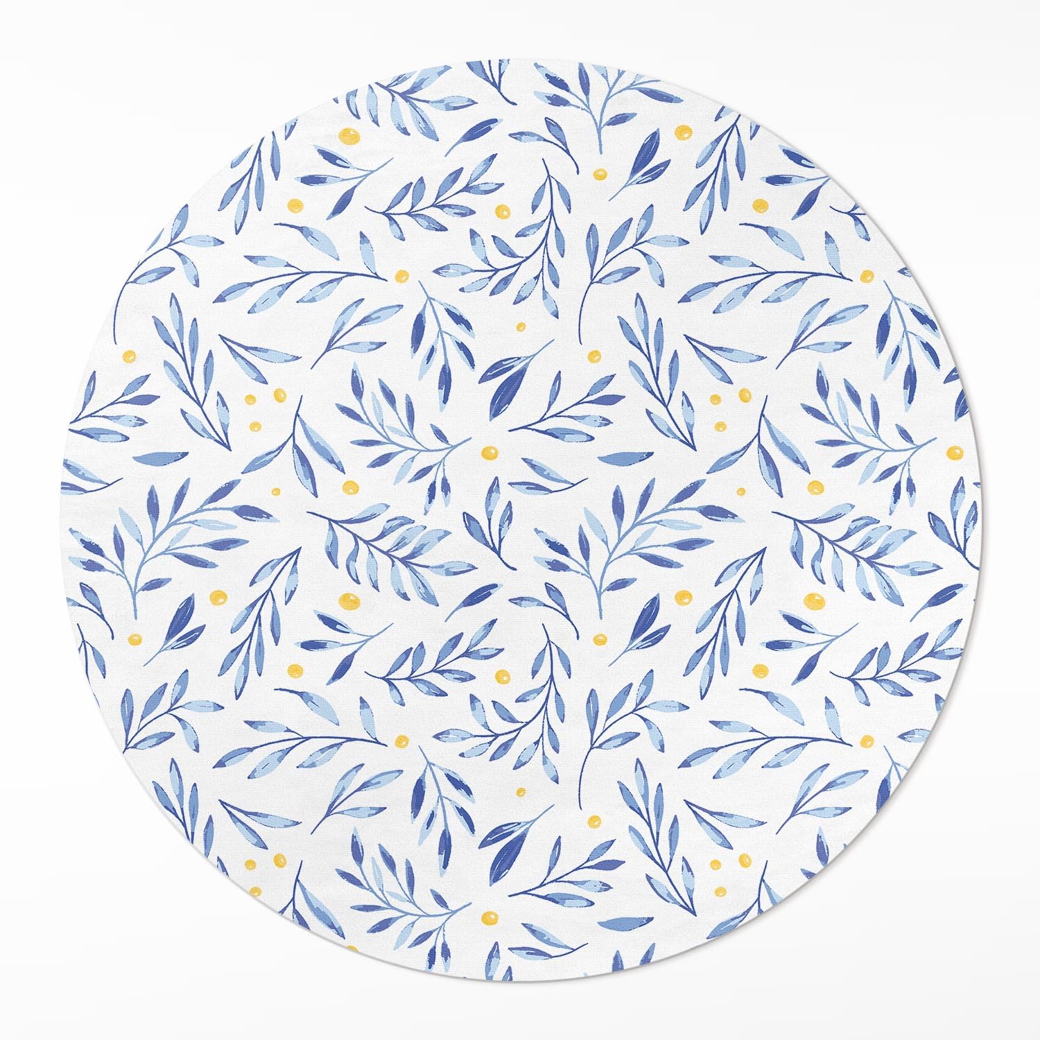 Tapis vinyle rond ø130 cm Brindilles aquarelles en PVC résistant pour le sol de la cuisine
