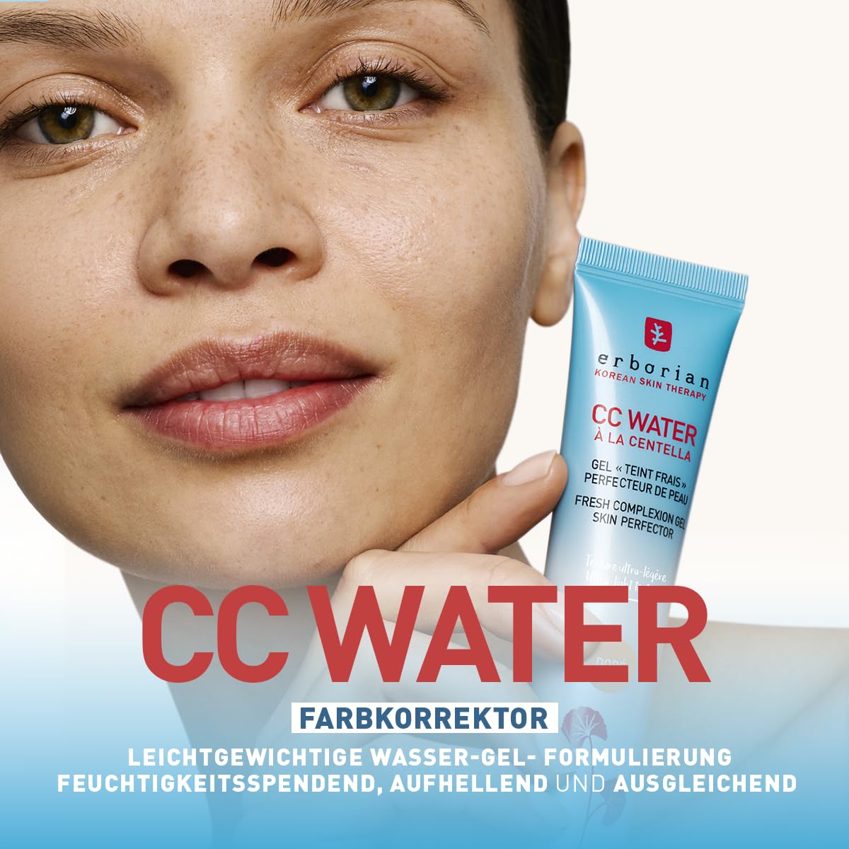 Erborian CC Water mit Centella Asiatica - Leichte CC Creme mit Hyaluronsäure - Die Feuchtigkeitsspendende Koreanische Gesichtspflege gleicht Hautunebenheiten aus