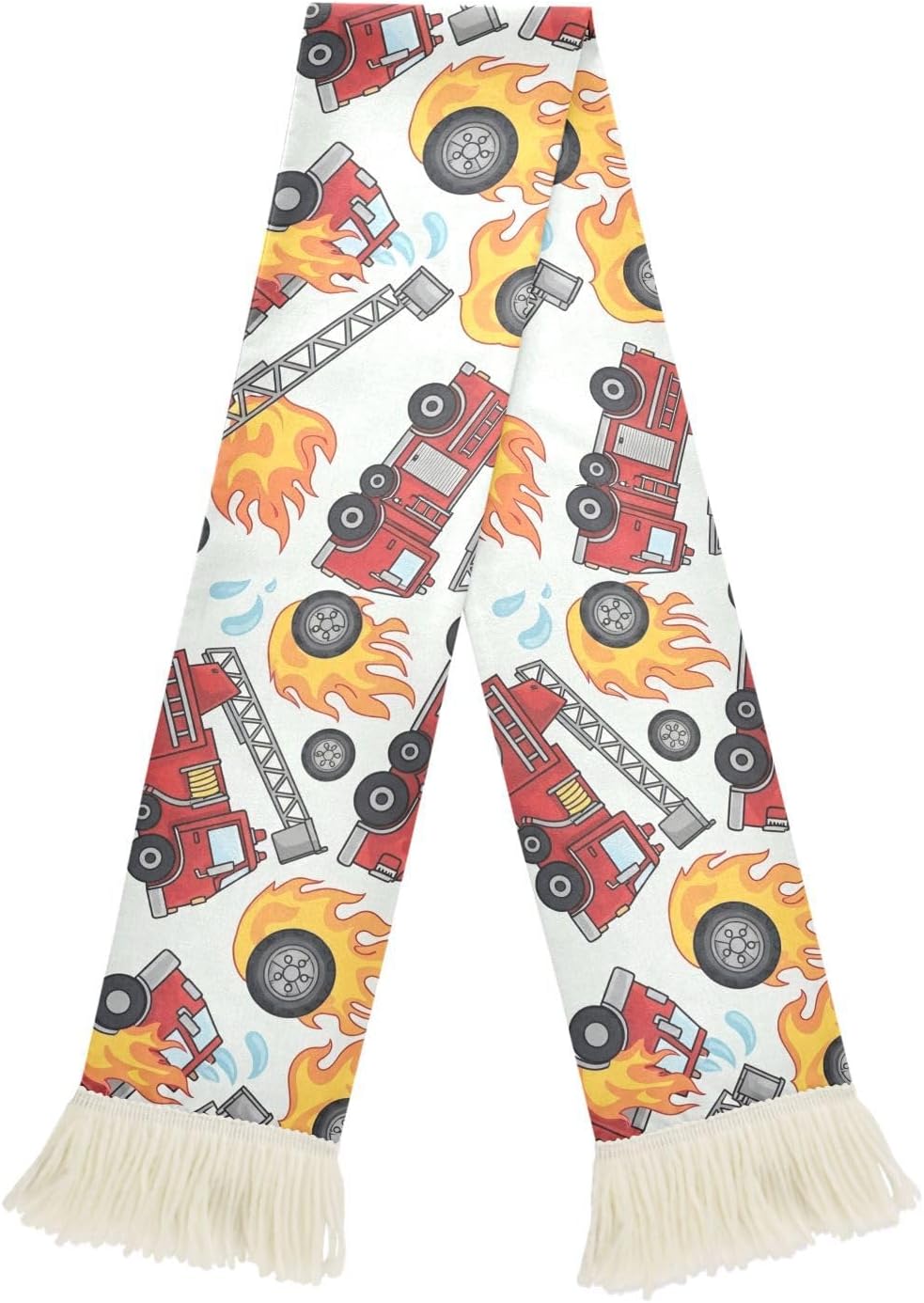 CHIFIGNO Red Fire Trucks Sports Fan Scarf for Soccer Games, Soft Polyester, Quick Dry Sweat Towel, Customizable Print for Events