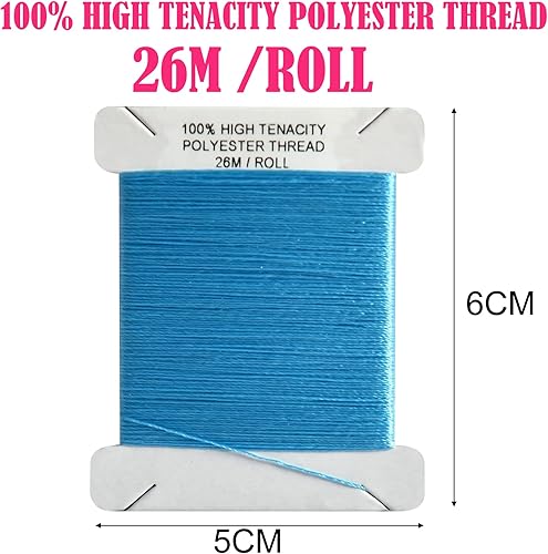 Miniatura 4 de zwzxd Juego de 12 hilos de coser de poliéster de alta resistencia de 85.3 ft cada uno con kit de herramientas