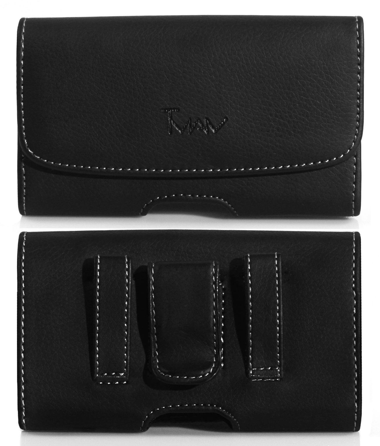 Ubersweet® MENGU K10 2017 Belt Pouch, Tman [Leather Horizontal] Metal Clip Holster/Magnetic Closure Case, Cover with Belt Loop Carrying Protective - Cellphone Without Any Case