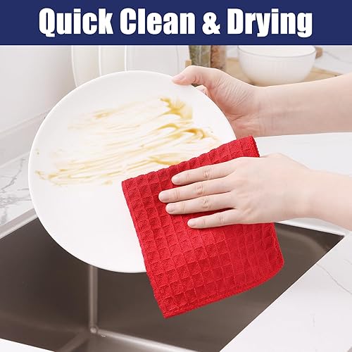 Miniatura 157 de Homaxy Trapos de cocina de microfibra con tejido de gofre, 12 x 12 pulgadas, ultra absorbentes y de color sólido, paños de cocina de secado rápido