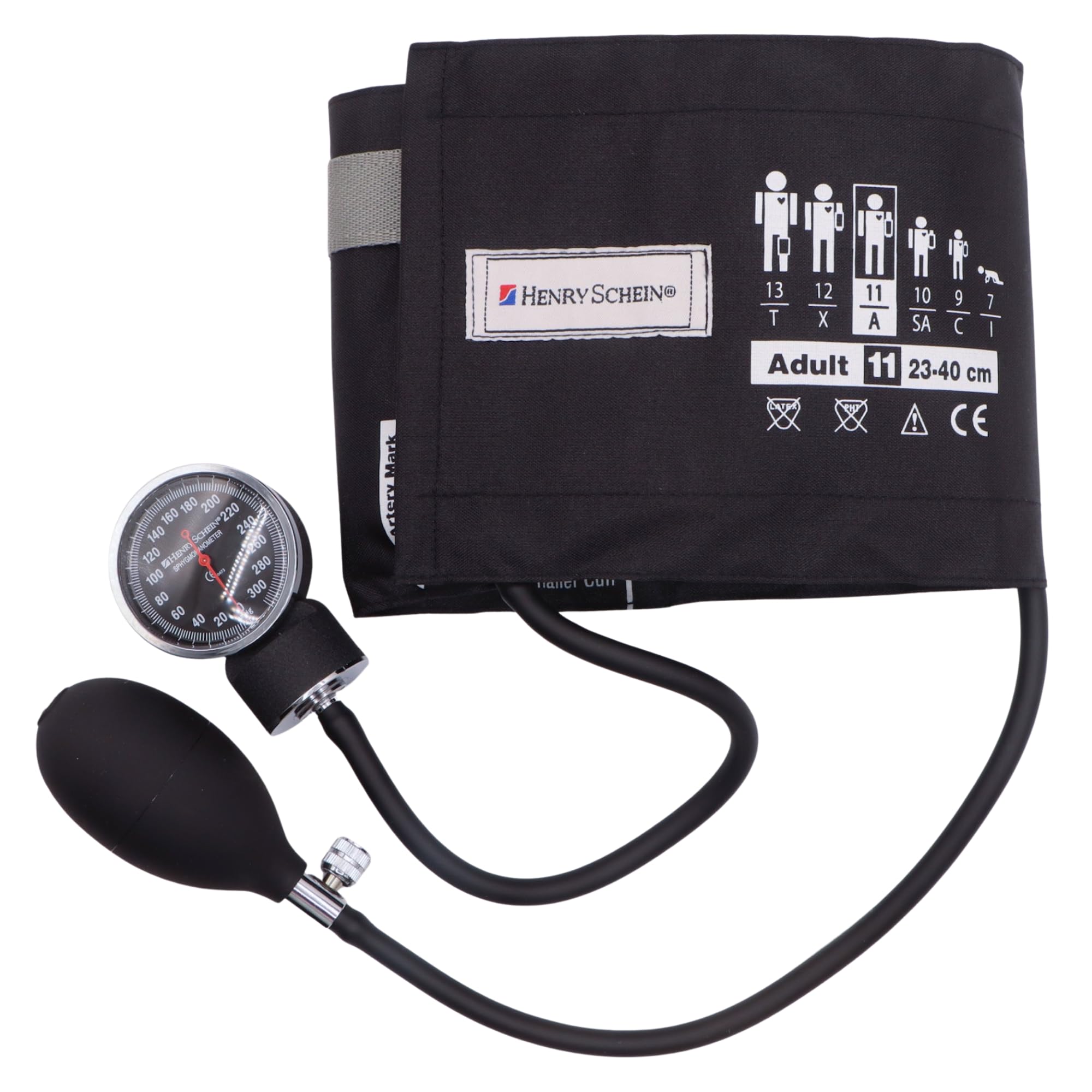Adult Pro Aneroid Sphygmomanometer – Size 11 (9"–19.5") Black Cuff, Manual Blood Pressure Monitor, Reusable, Dial Display, Includes Leatherette Carrying Case – 1 Count