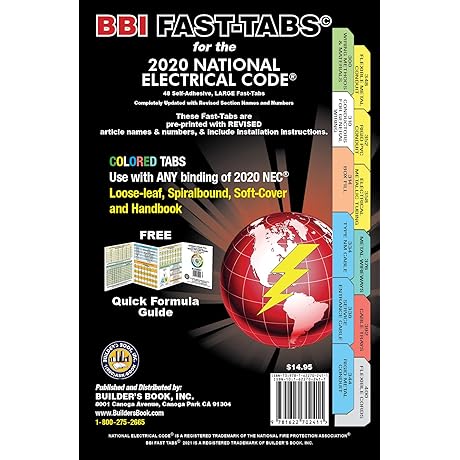 2021 National Electrical Code (NEC) Book, Fast Tabs for Soft Cover, Spiral, Loose-Leaf and Handbook