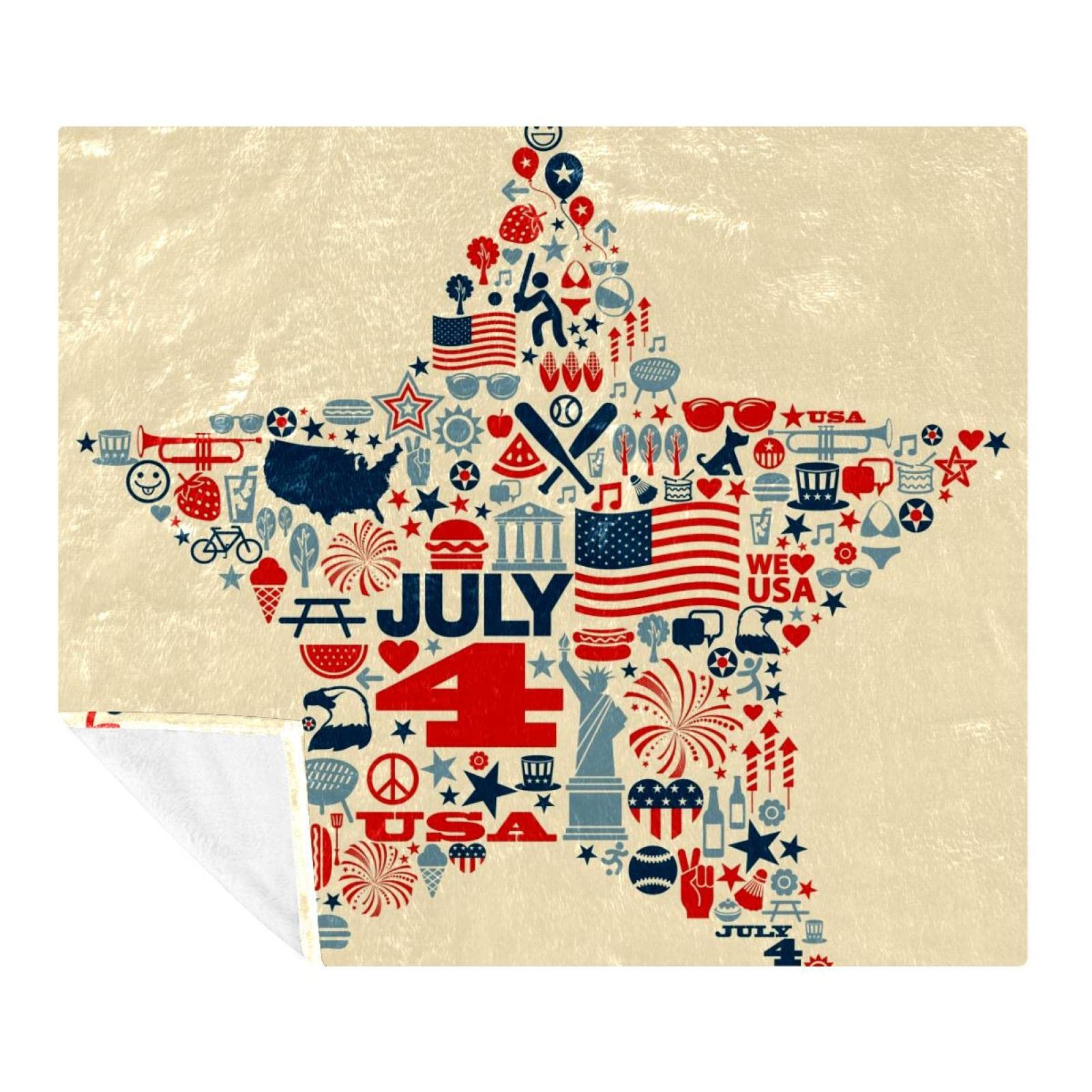 Couverture 4th of July étoiles plaid microfibre idéal pour vos soirées cinéma et voyages