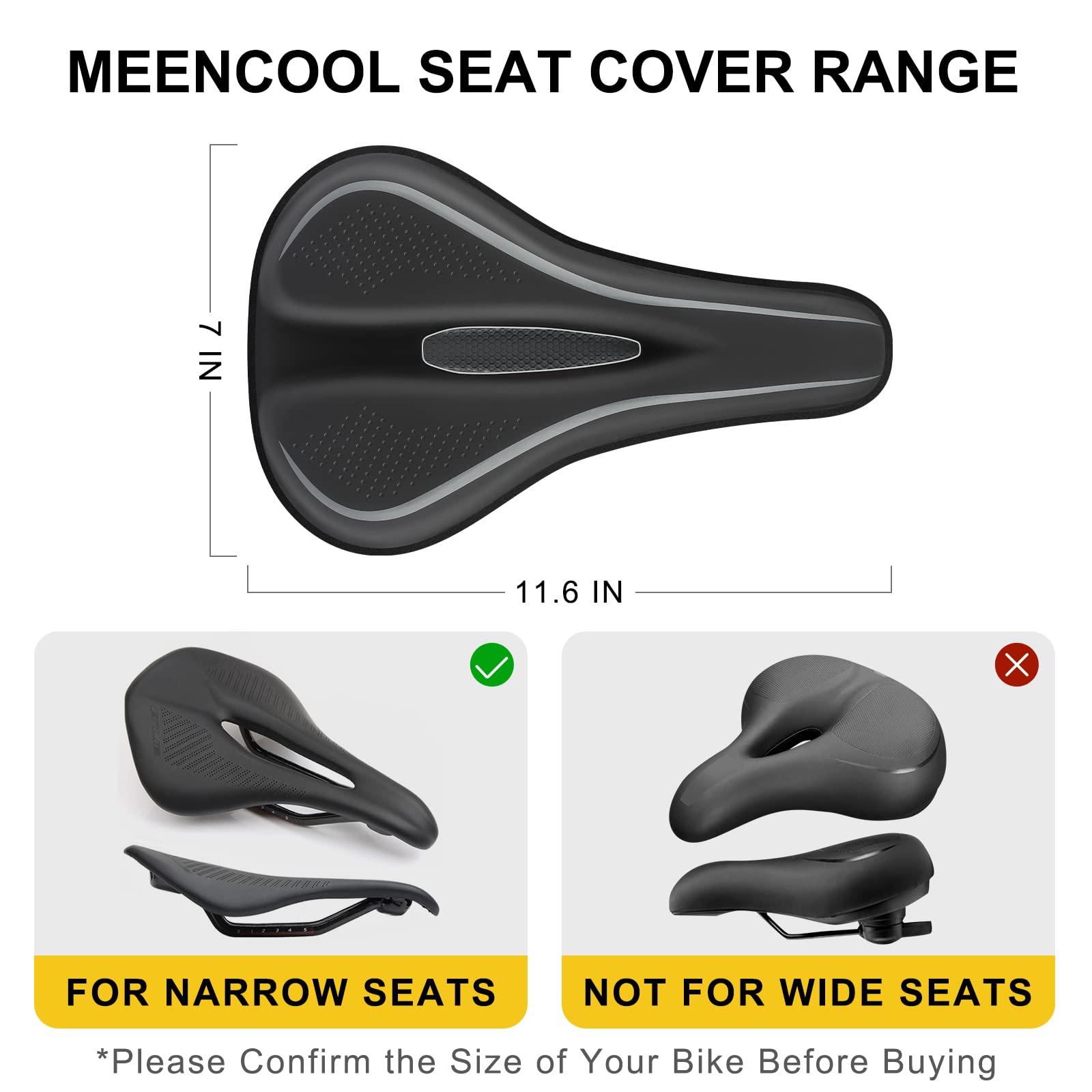 Housse de selle de vélo en gel : housse de siège confortable pour homme et femme, compatible avec Peloton, exercice stationnaire, siège de vélo Cruiser ou vélo spin (27,9 x 17,8 cm)