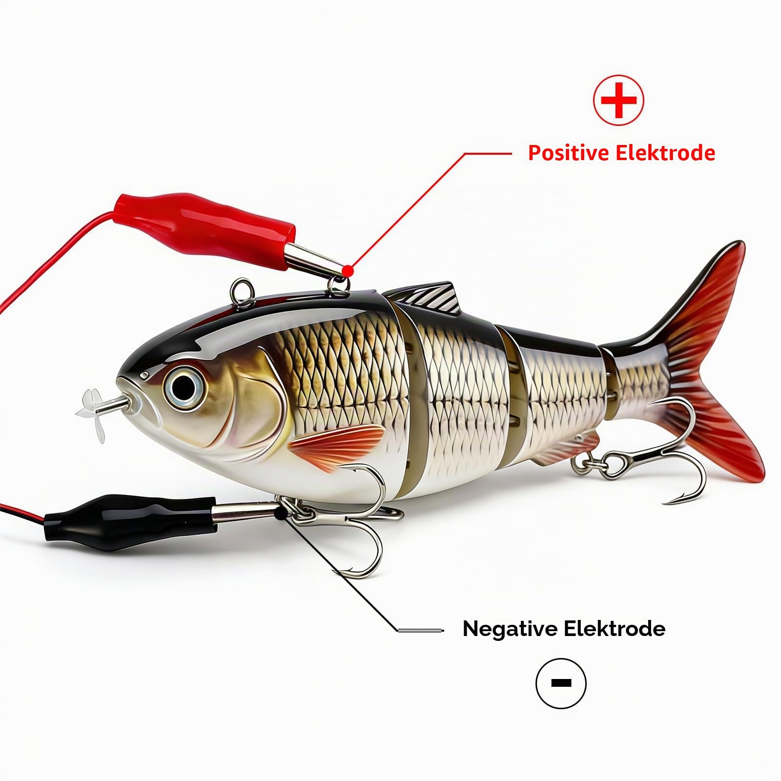 GAOUTO Elektrischer Angelköder: Grünes LED-Licht Roboter Angelköder, 3D-Design Wiederaufladbarer Schwimmköder, Metallglieder Mehrgelenkiger Köder, für Süßwasserangeln
