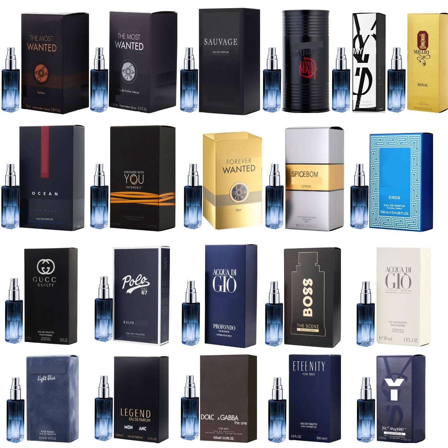 Designer Men's Cologne Sampler Sets (4 or 8 botlles, 9ml each) - Customize your own Perfume Set - Perfumes para hombres original, Fragrances, Cologne, Eau De Toilette, Eau De Parfum, perfumes gift set