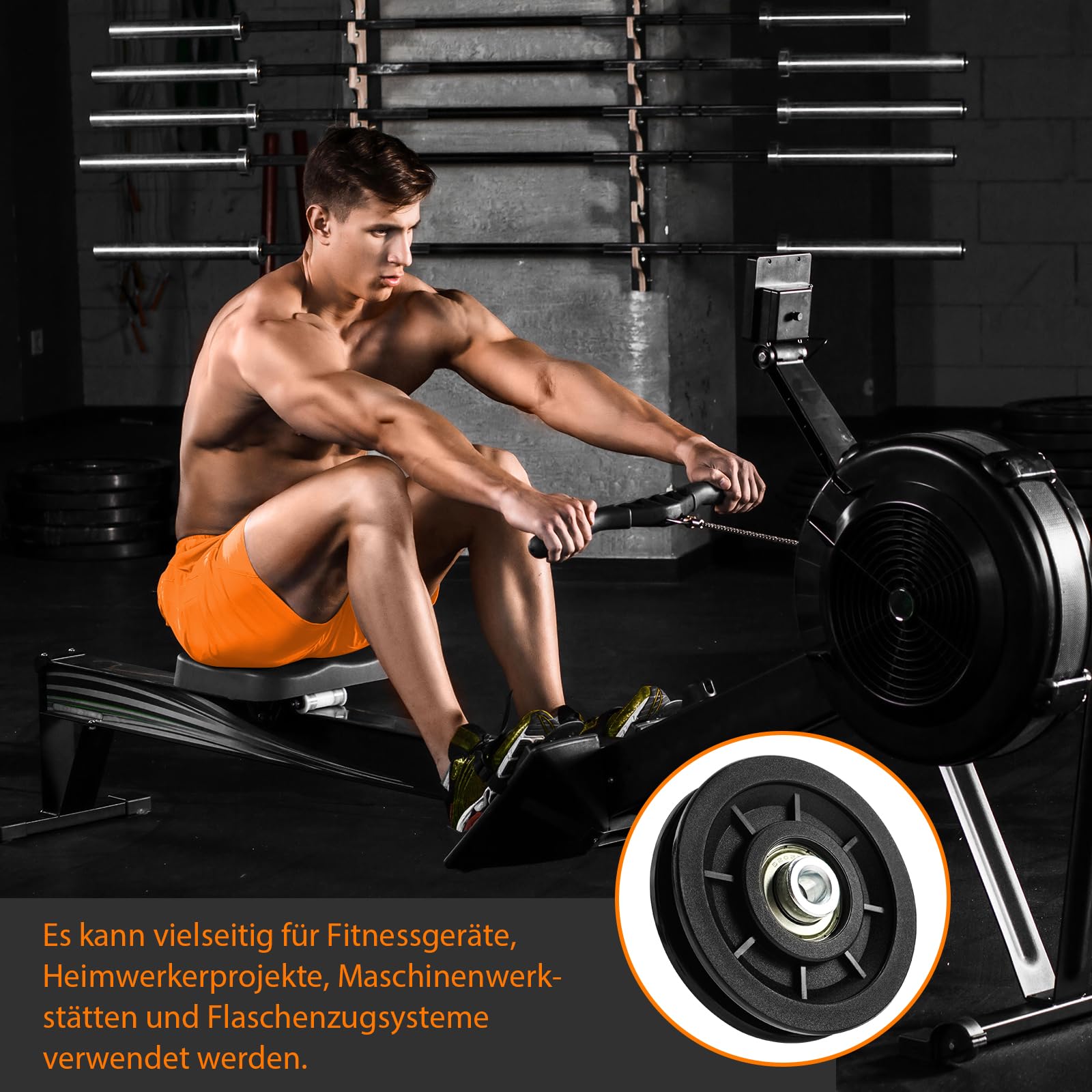 Umlenkrolle 90mm 8 Stück, Nylon Seilrolle Universallager Riemenscheibe, DIY Schwarz Ersatzteil Drahtseilrolle für Gym Fitnessgeräte Kabelmaschine