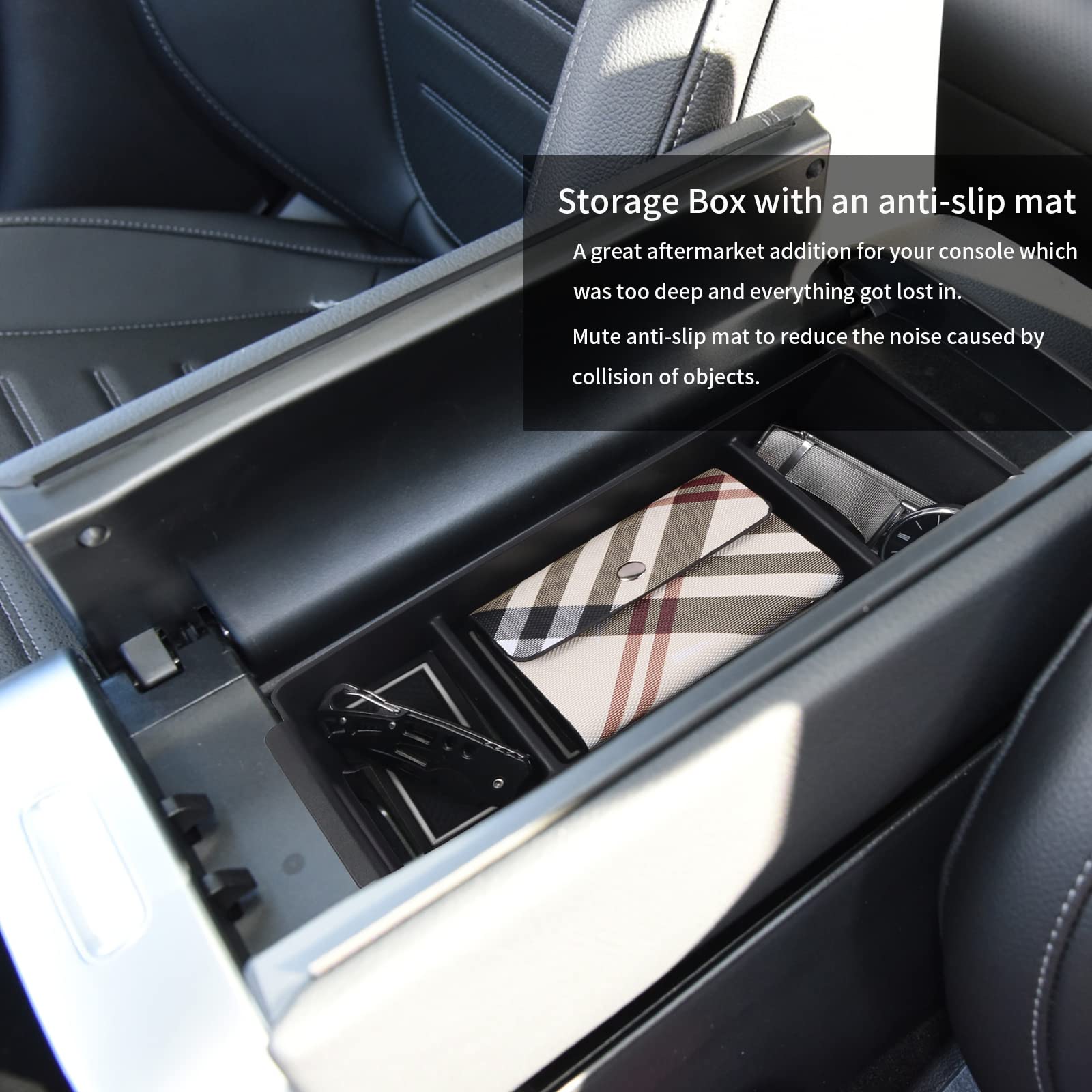 YEE PIN Organizer Vassoio Per Console Centrale - Compatibile Con Mercedes Classe C W206 (2022+) - Nero - 3