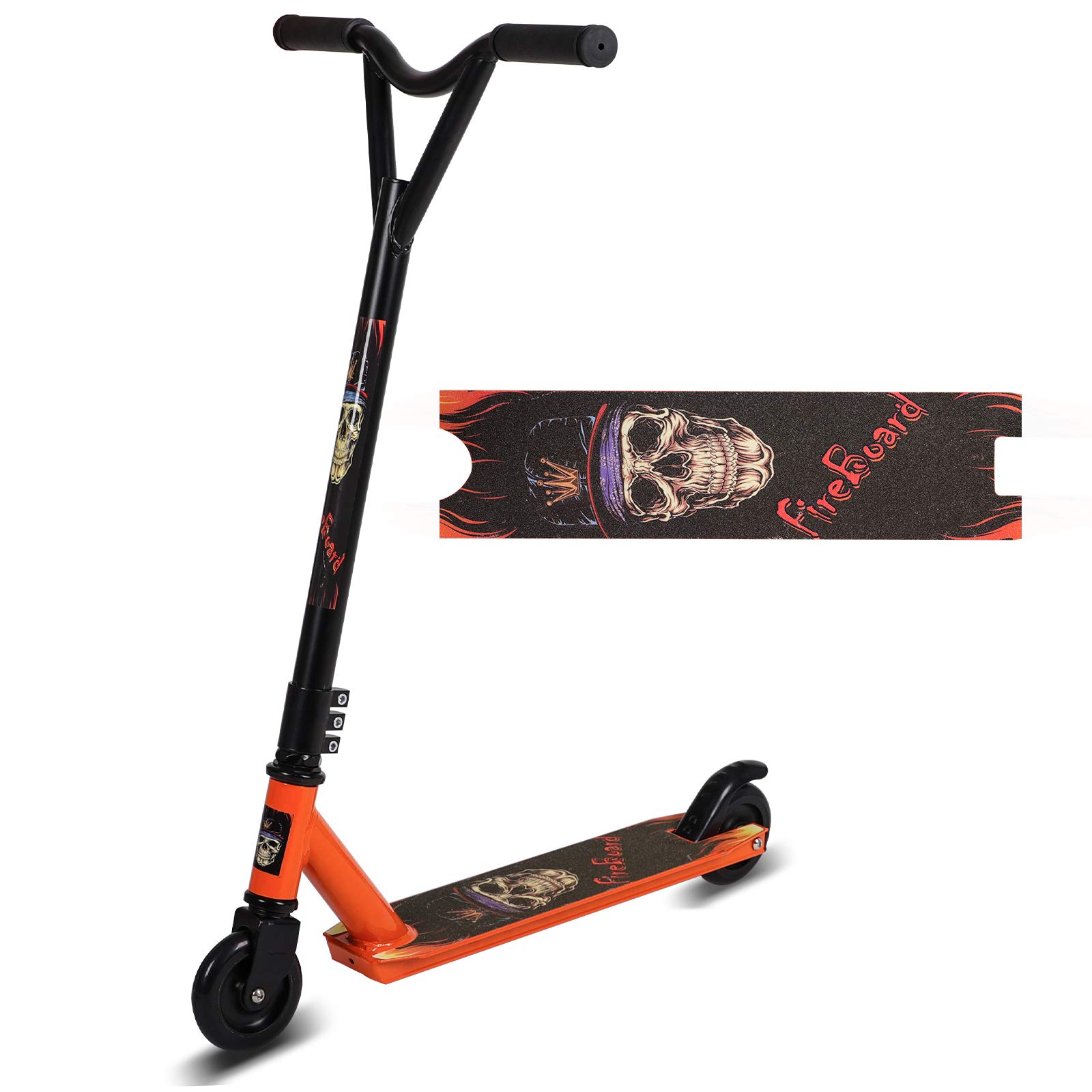 Stunt Scooter Pro Spin Street Trick Jump Push Kick Scooter for Age 8+, ABEC-9 Bearings Rear Brake 360 Spin Trick Edition (Orange)